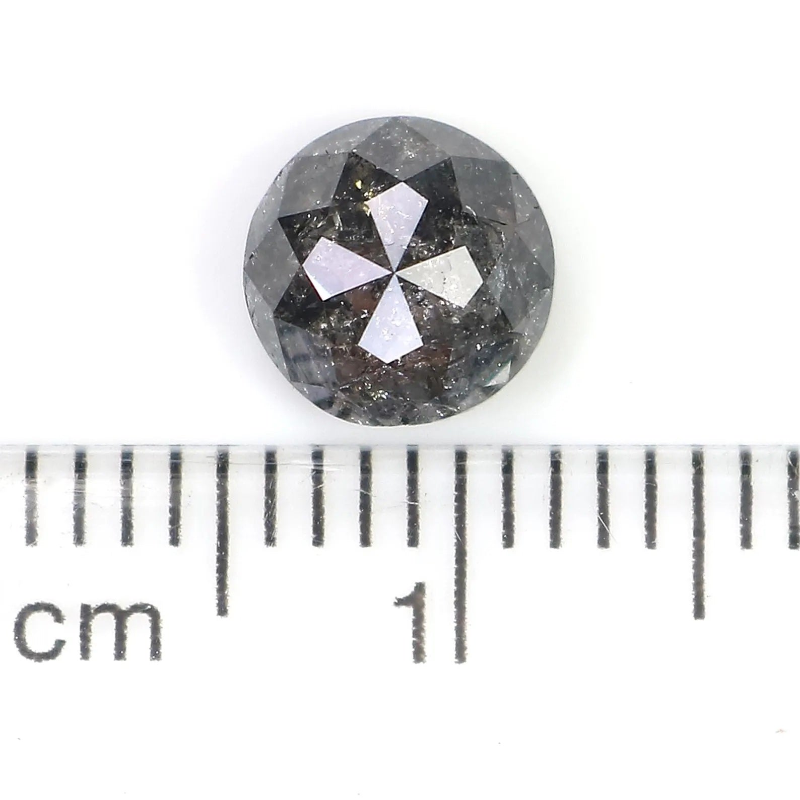 1.41 CT Natural Loose Round Shape Diamond Salt And Pepper Round Cut Diamond 6.60 MM Natural Black Grey Color Round Rose Cut Diamond NQ1222