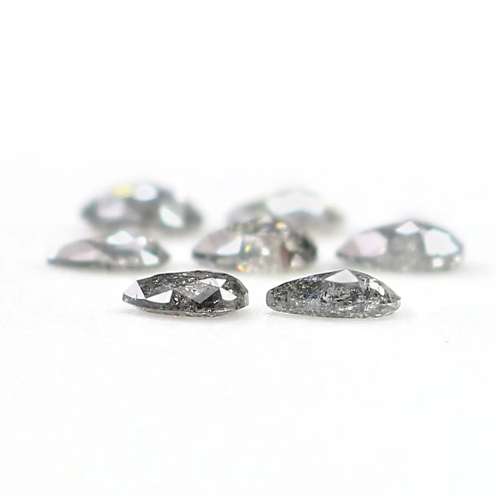 1.05 CT Natural Loose Pear Diamond Salt And Pepper Pear Diamond 3.60 MM Natural Loose Diamond Black Grey Color Pear Rose Cut Diamond NQ1569