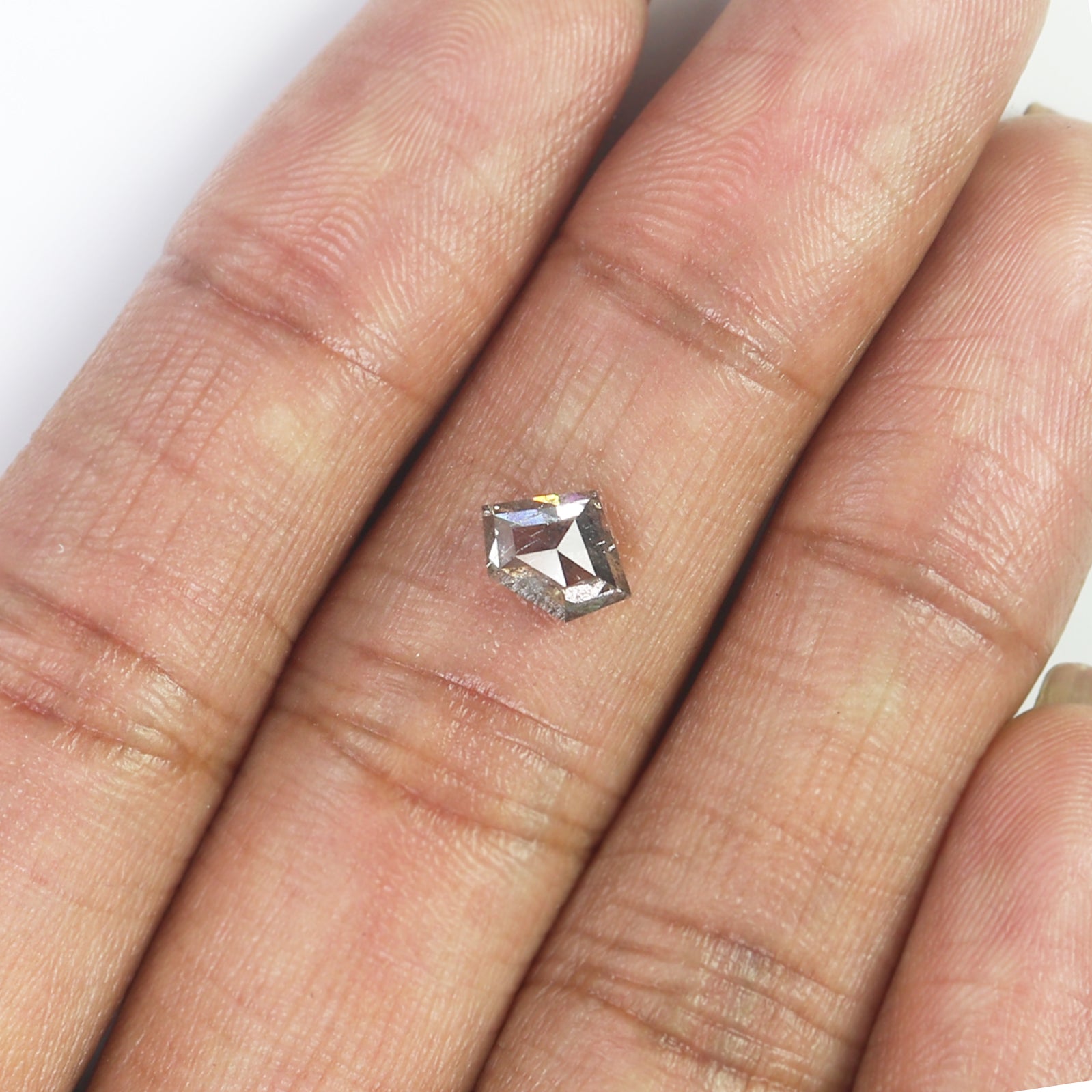 1.04 CT Natural Loose Shield Shape Diamond Salt And Pepper Shield Diamond 5.70 MM Natural Loose Black Color Shield Rose Cut Diamond QL9520