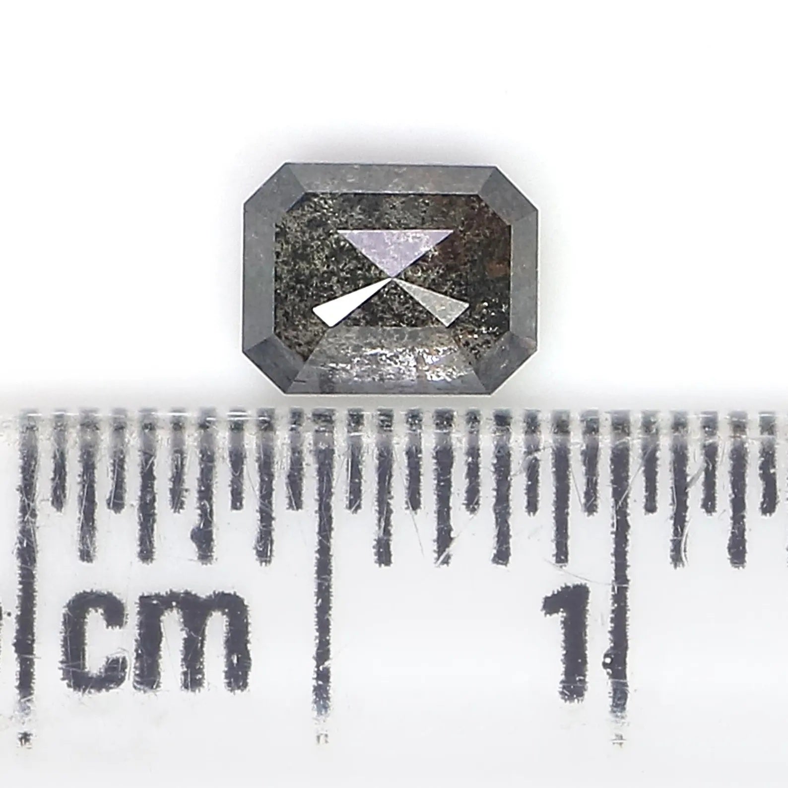 0.58 CT Natural Loose Emerald Shape Diamond Salt And Pepper Diamond 4.95 MM Natural Loose Black Grey Color Emerald Rose Cut Diamond QN636