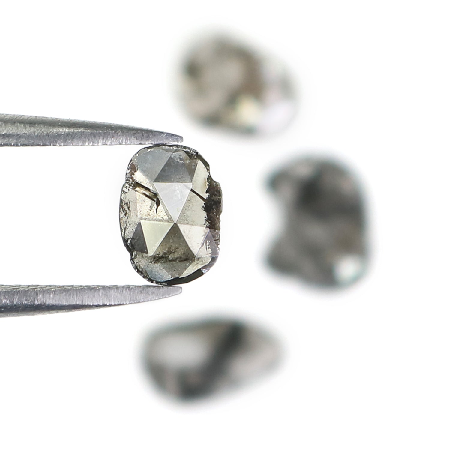 1.34 CT Natural Loose Slice Shape Diamond Salt And Pepper Slice Uncut Diamond 7.40 MM Natural Black Grey Diamond Irregular Cut Diamond L3513