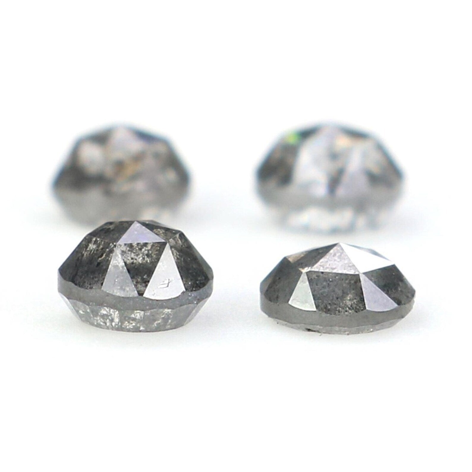 0.98 CT Natural Loose Round Rose Cut Diamond Salt And Pepper Round Diamond 3.65 MM Natural Black Grey Color Round Rose Cut Diamond NQ2317