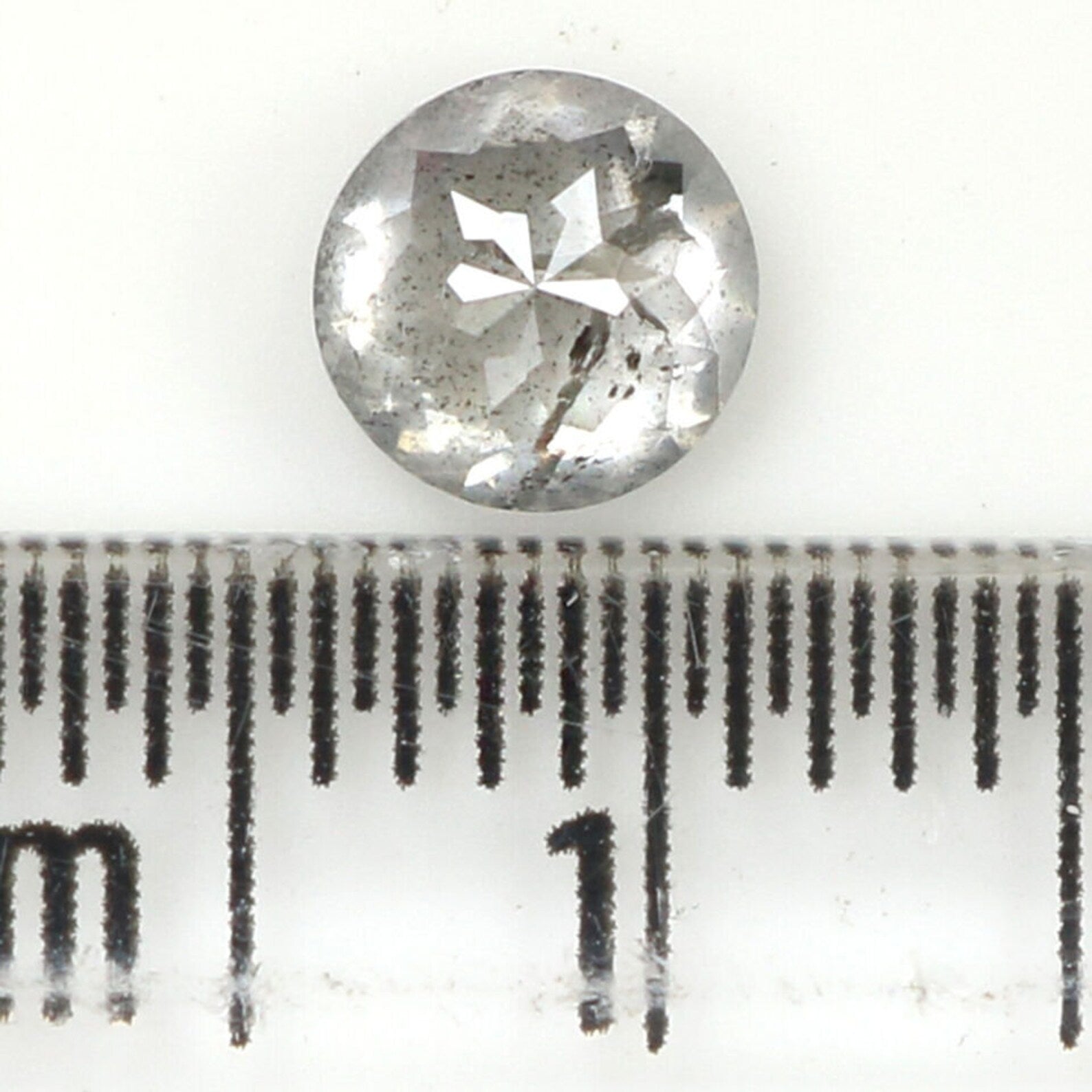0.82 Ct Natural Loose Round Rose Cut Diamond Salt And Pepper Diamond 5.30 MM Natural Black Gray Color Round Rose Cut Diamond QN9705