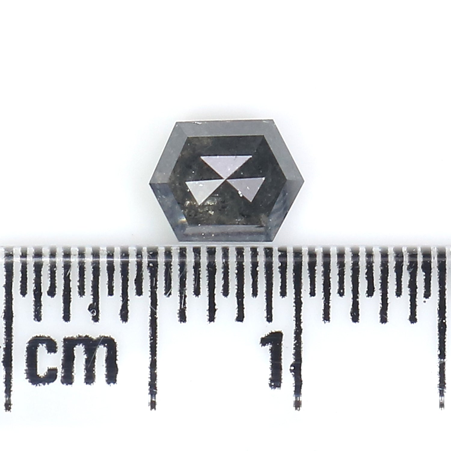 0.56 CT Natural Loose Hexagon Shape Diamond Salt And Pepper Hexagon Diamond 5.40 MM Natural Black Grey Color Hexagon Rose Cut Diamond KQ2705