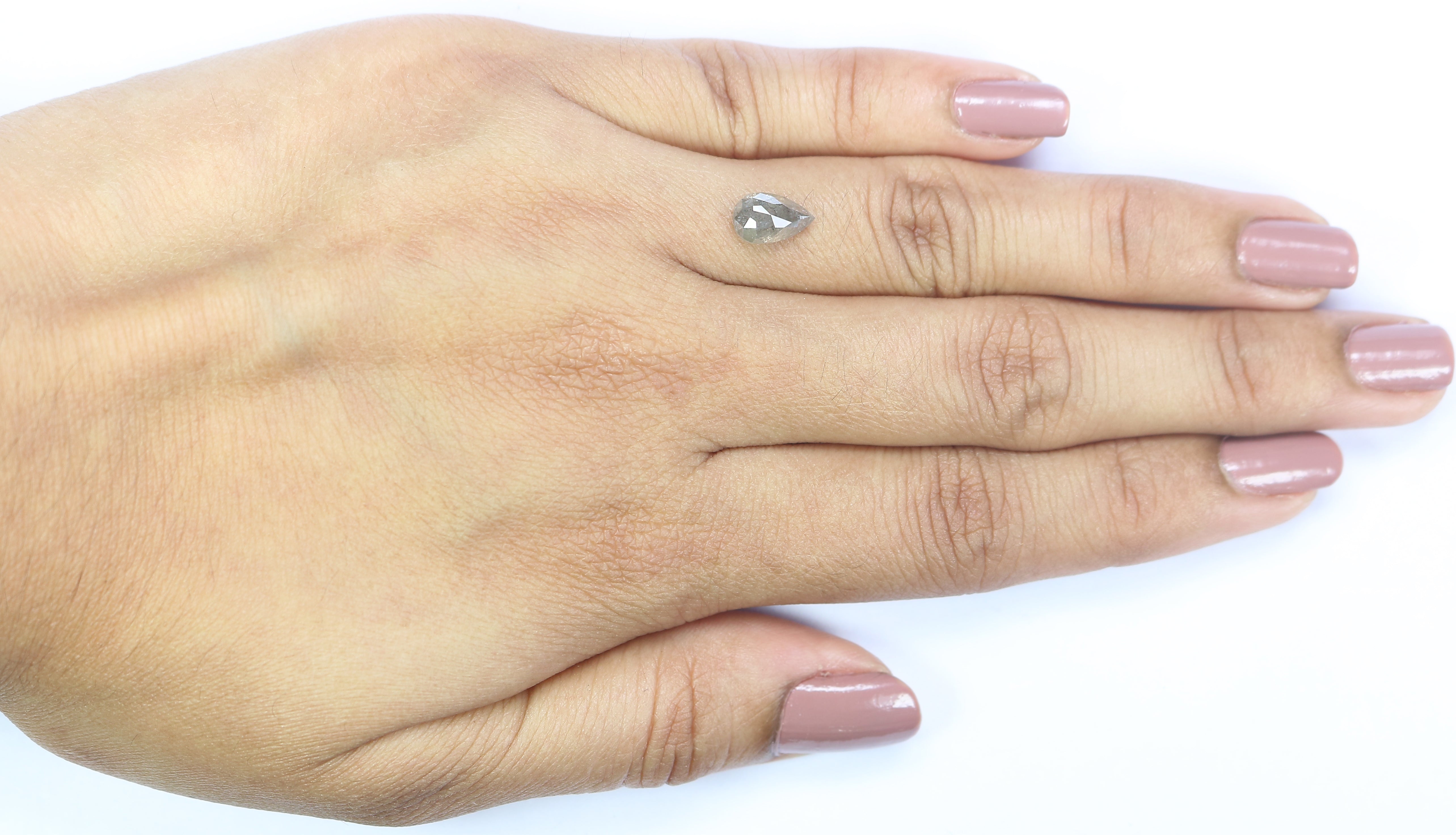 1.30 CT Natural Loose Pear Shape Diamond Grey Color Pear Cut Diamond 8.45 MM Natural Loose Grey Color Diamond Pear Rose Cut Diamond KQ2706