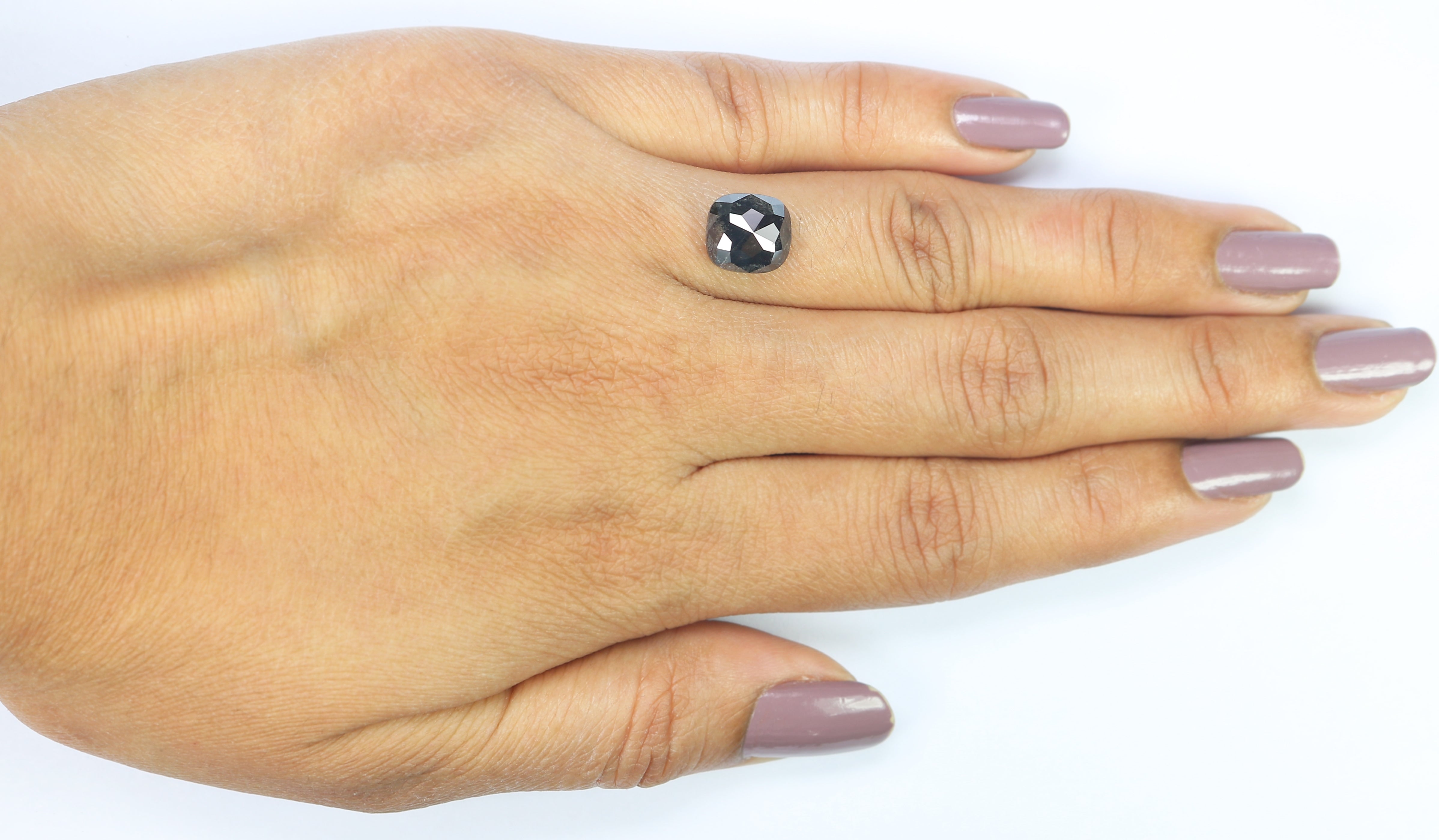 3.24 CT Natural Loose Cushion Shape Diamond Salt And Pepper Cushion Diamond 8.75 MM Natural Black Grey Color Cushion Rose Cut Diamond LC21