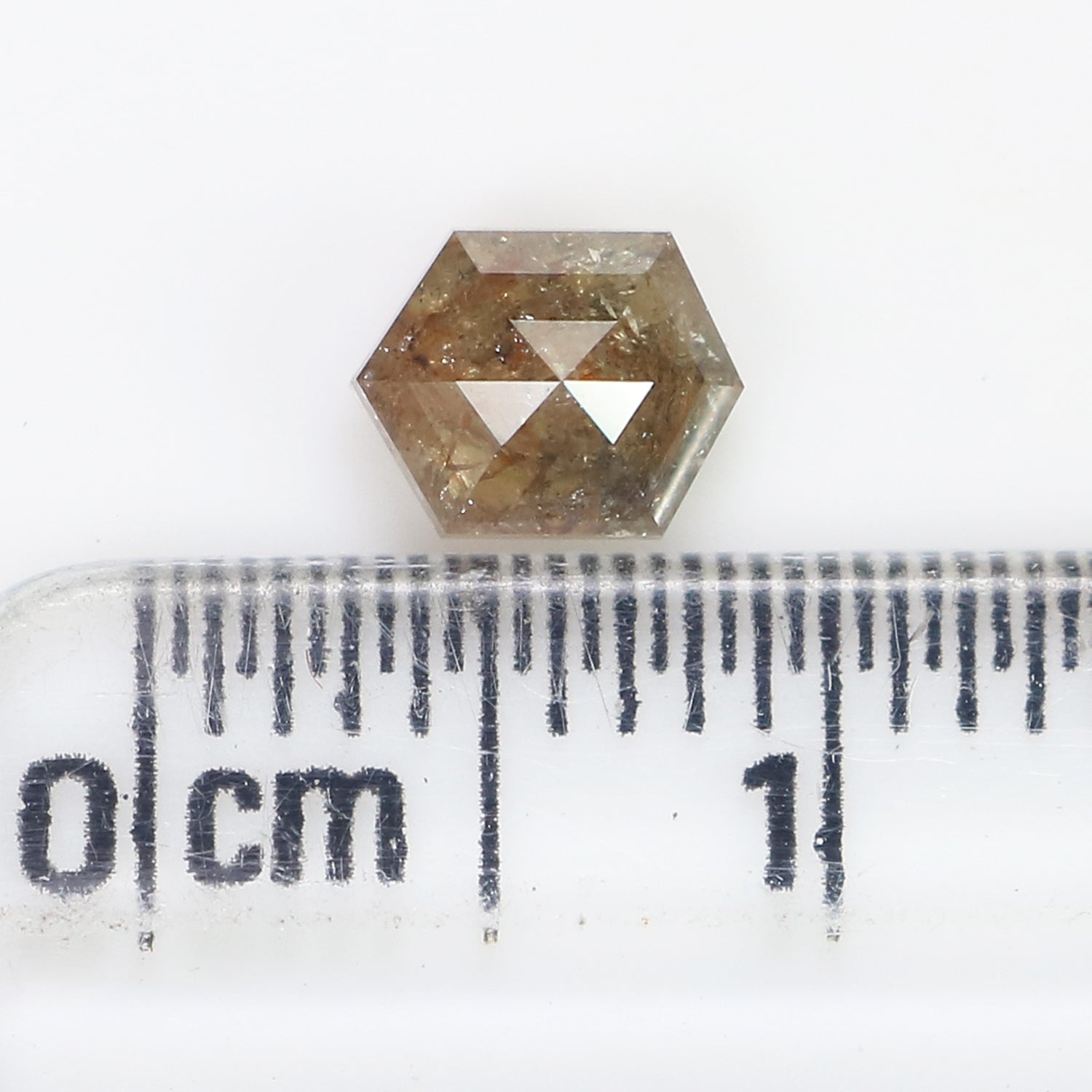 0.70 Ct Natural Loose Hexagon Shape Diamond Brown Color Hexagon Cut Diamond 5.70 MM Natural Salt And Pepper Hexagon Rose Cut Diamond QL9362