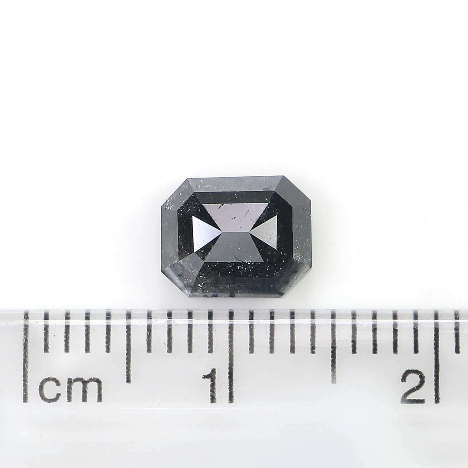 1.67 CT Natural Loose Emerald Shape Diamond Salt And Pepper Emerald Shape Diamond 7.35 MM Black Grey Color Emerald Rose Cut Diamond QL1555