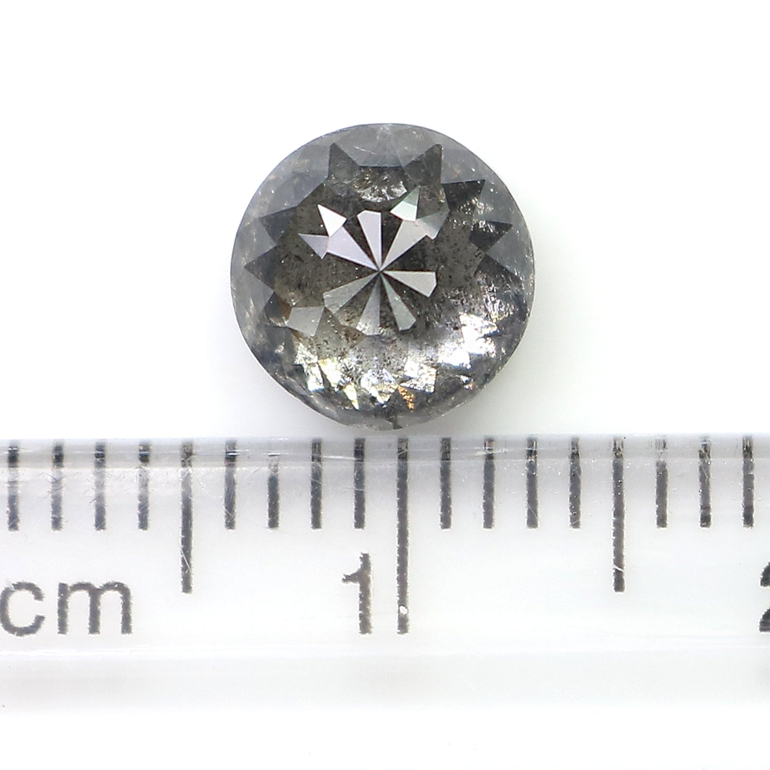 1.57 Ct Natural Loose Round Rose Cut Diamond Salt And Pepper Round Diamond 7.05 MM Natural Loose Black Grey Color Rose Cut Diamond QL9234
