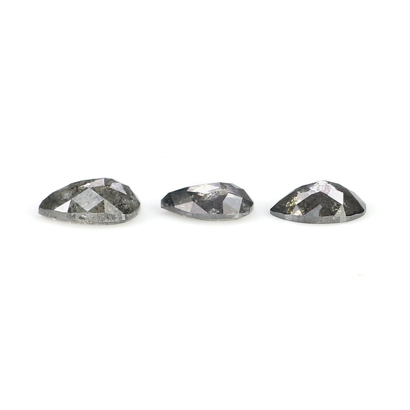 0.60 CT Natural Loose Pear Shape Diamond Salt And Pepper Pear Diamond 4.90 MM Natural Loose Black Grey Color Pear Rose Cut Diamond LQ2882