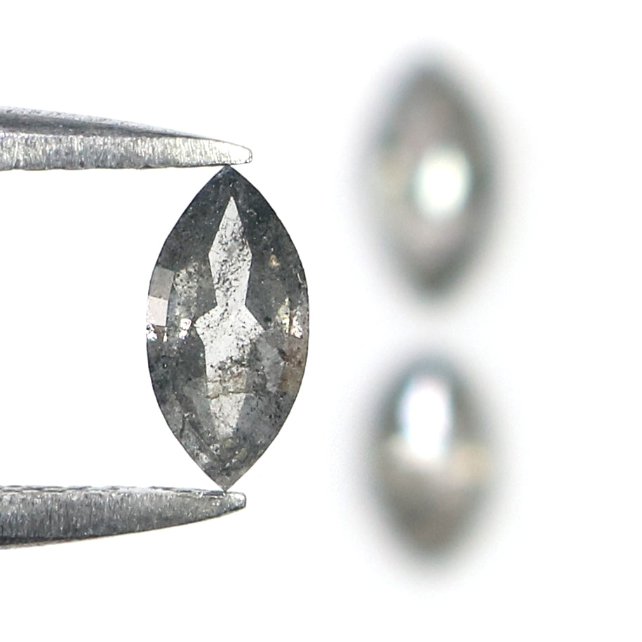 0.55 CT Natural Loose Marquise Shape Diamond Salt And Pepper Marquise Cut Diamond 4.80 MM Black Grey Color Marquise Rose Cut Diamond QL2458
