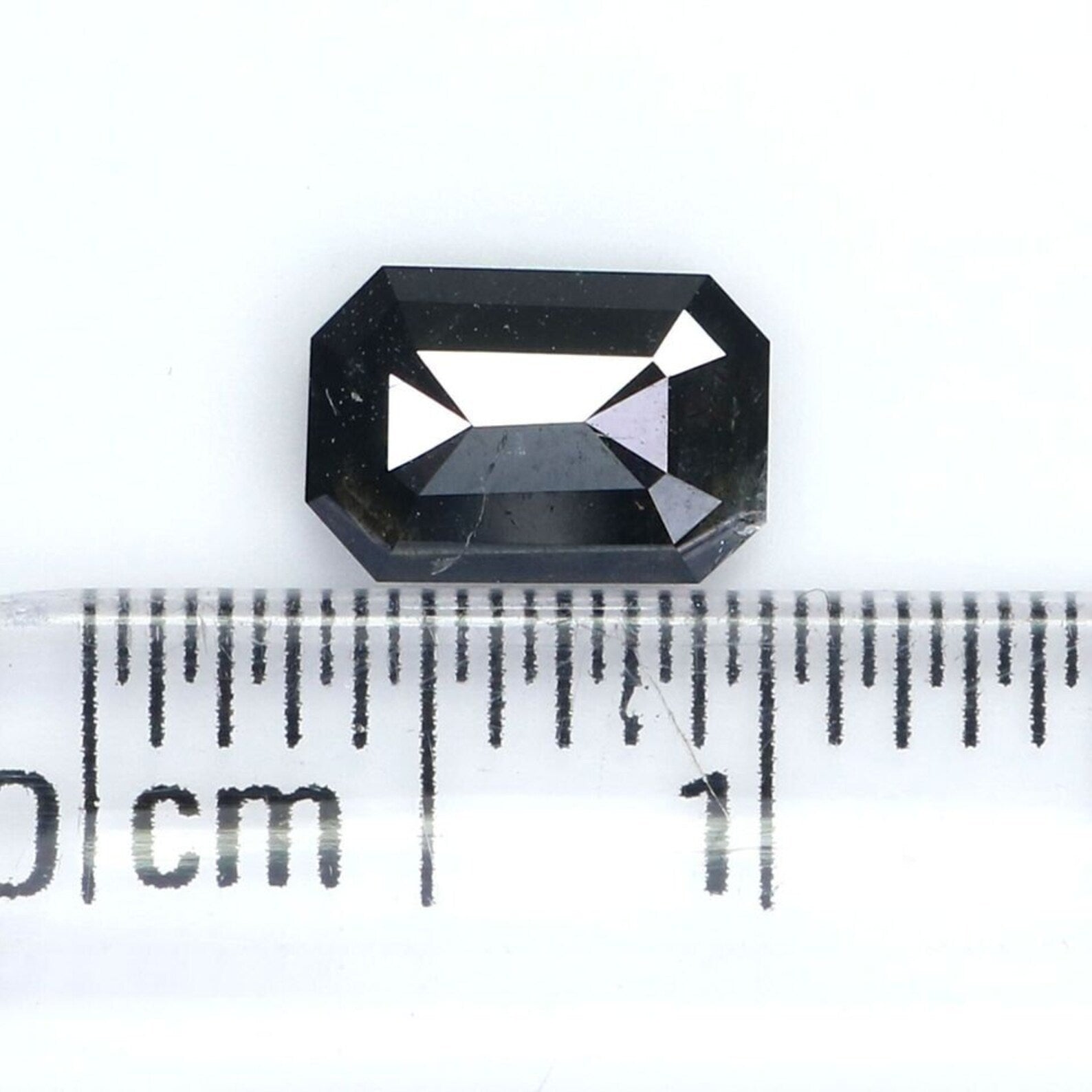 0.71 Ct Natural Loose Emerald Shape Diamond Salt And Pepper Emerald Diamond 6.85 MM Natural Black Grey Color Emerald Rose Cut Diamond NQ2071