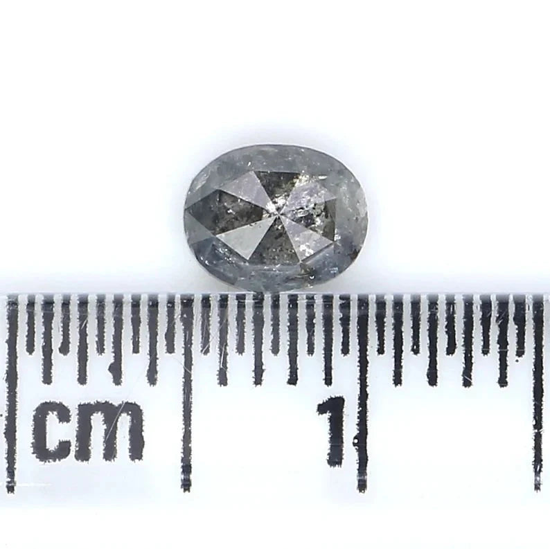 0.52 Ct Natural Loose Oval Shape Diamond Salt And Pepper Oval Cut Diamond 5.30 MM Natural Black Grey Color Oval Rose Cut Diamond NQ9258