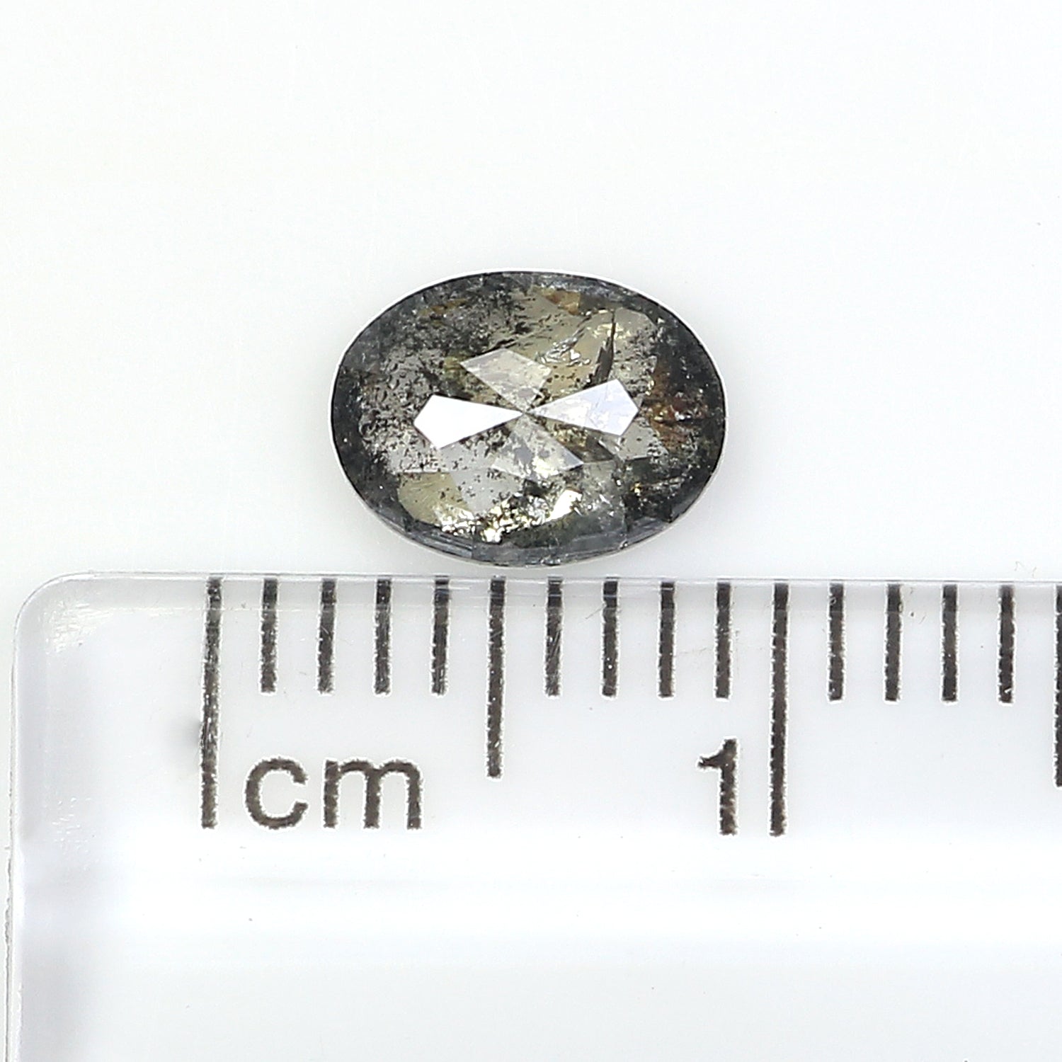 0.78 CT Natural Loose Oval Shape Diamond Salt And Pepper Oval Cut Diamond 7.00 MM Black Grey Color Oval Shape Rose Cut Diamond QL2092