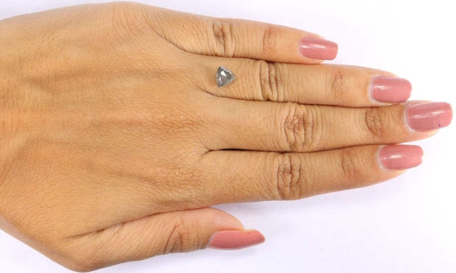 1.03 CT Natural Loose Triangle Diamond Salt And Pepper Triangle Diamond 6.40 MM Natural Black Gray Color Triangle Rose Cut Diamond QN9302