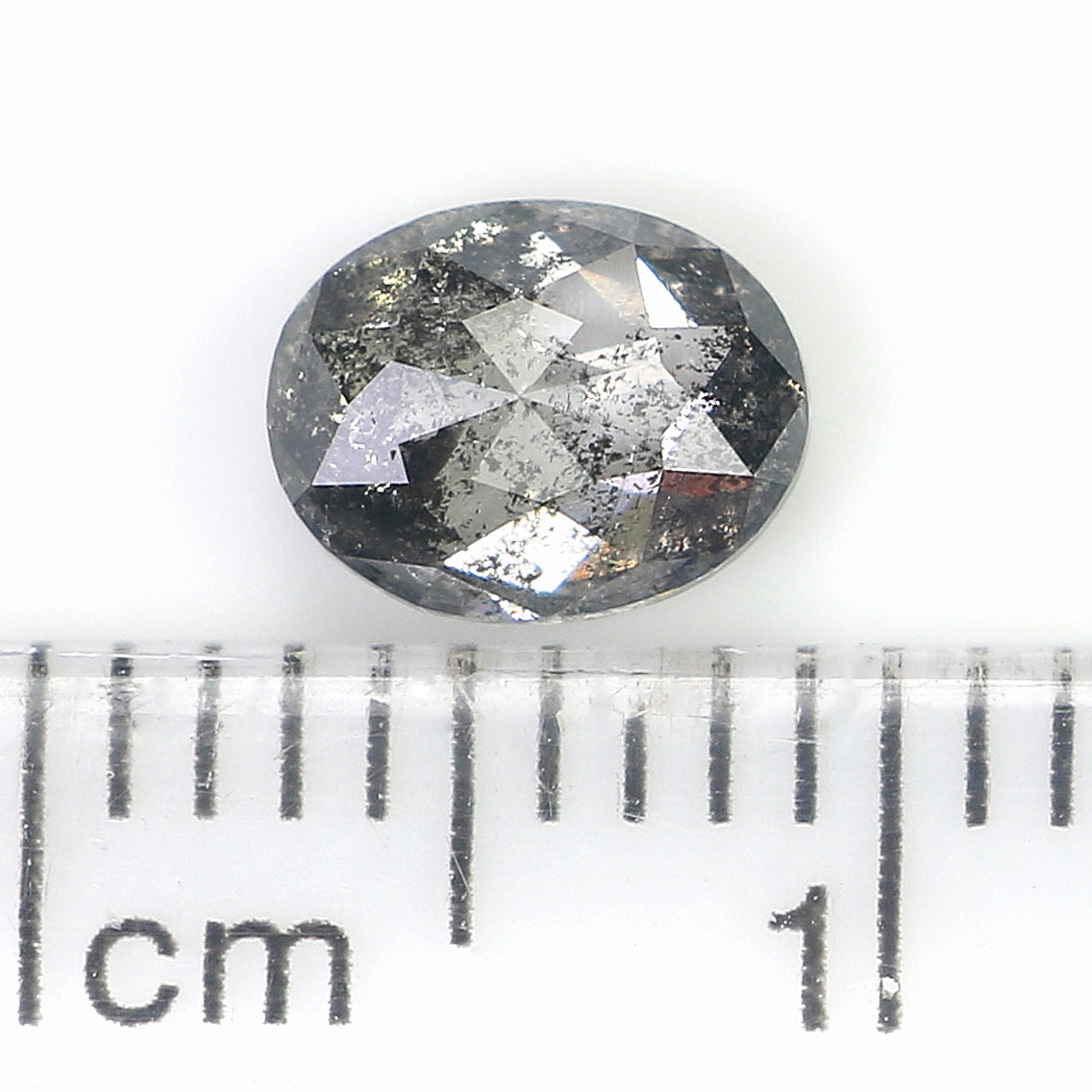 0.79 CT Natural Loose Oval Shape Diamond Salt And Pepper Oval Rose Cut Diamond 6.35 MM Black Grey Color Oval Shape Rose Cut Diamond QL1476