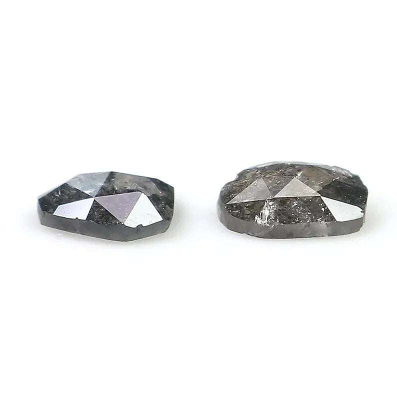 0.75 CT Natural Loose Slice Cut Diamond Salt And Pepper Irregular Cut Diamond 5.05 MM Black Grey Color Slice Shape Rose Cut Diamond NQ1631
