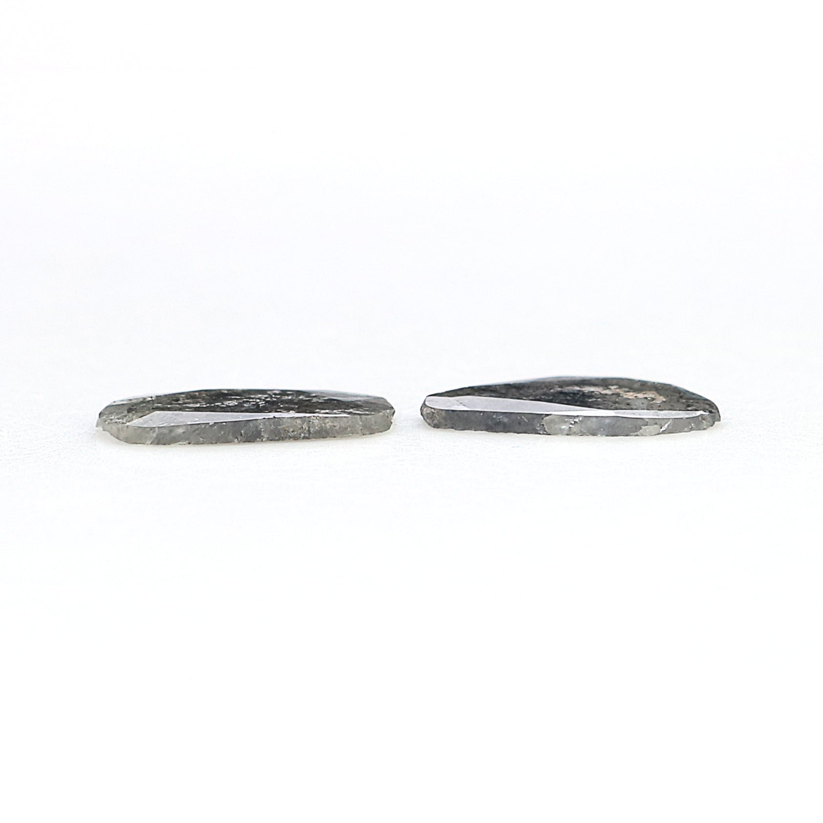 1.21 CT Natural Loose Slice Shape Diamond Salt And Pepper Slice Uncut Diamond 9.55 MM Natural Black Grey Diamond Irregular Cut Diamond L3589