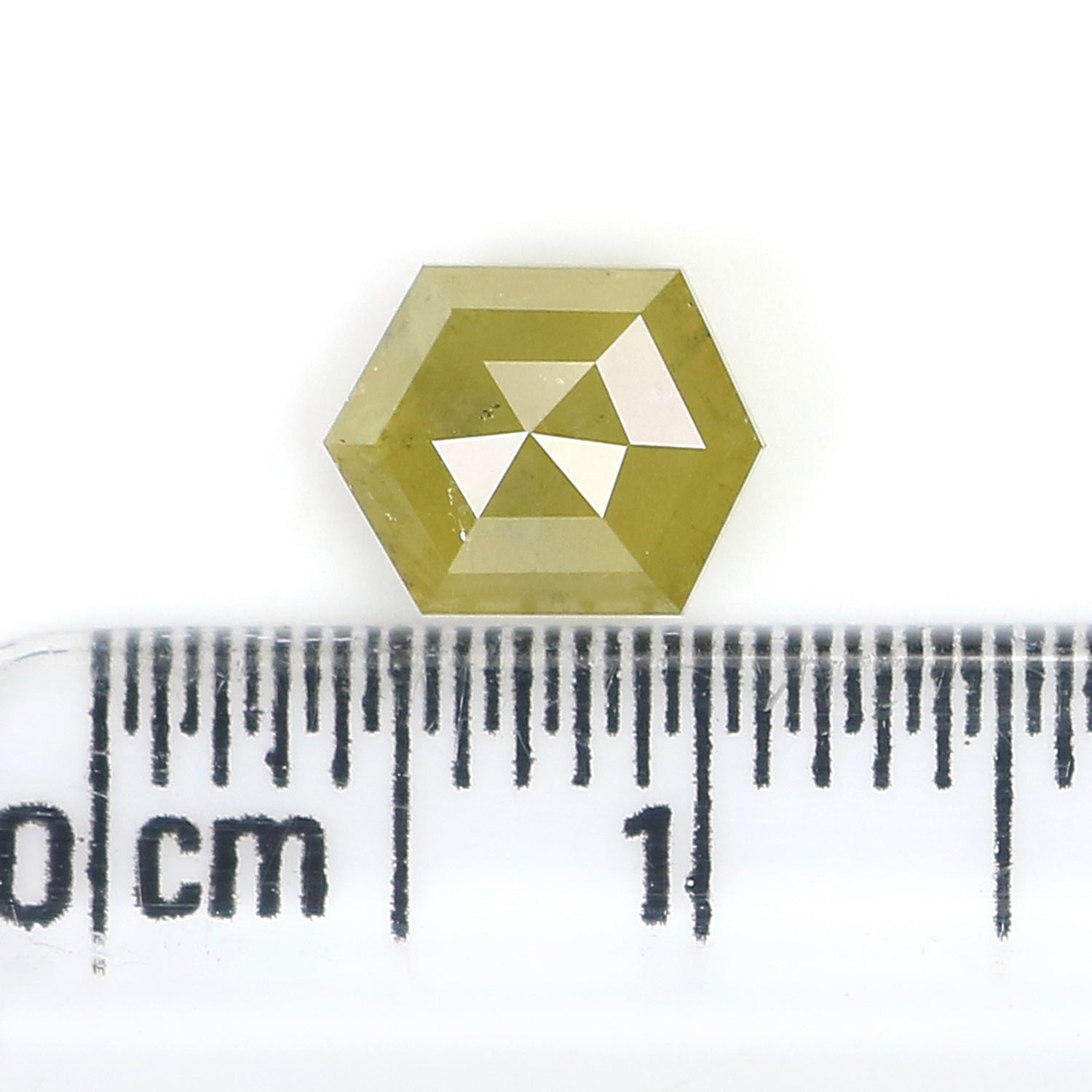 Natural Loose Hexagon Yellow Green Color Diamond 1.31 CT 7.35 MM Hexagon Shape Rose Cut Diamond KR2256