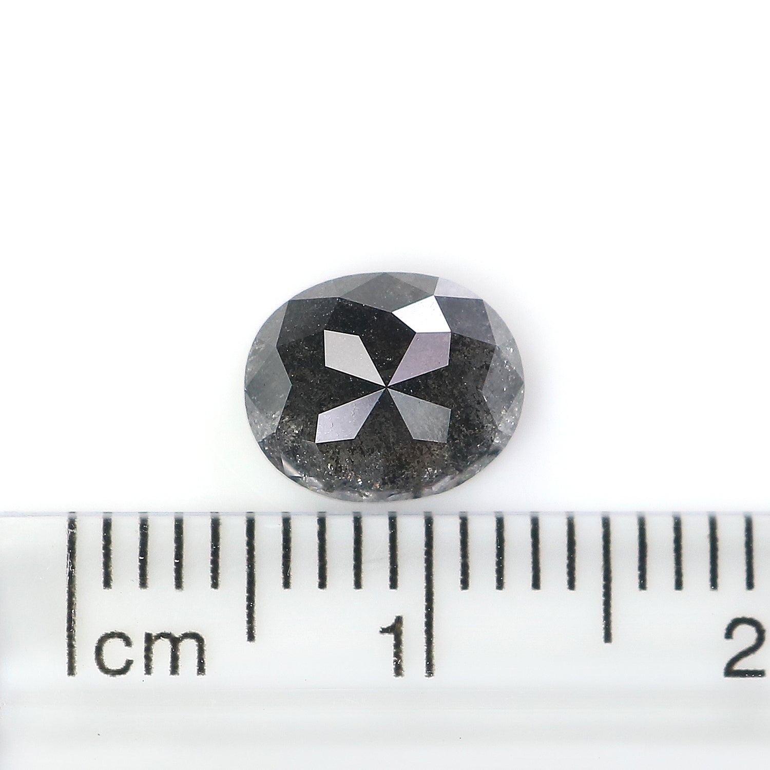 1.58 Ct Natural Loose Oval Shape Diamond Black Grey Color Oval Cut Diamond 7.85 MM Natural Salt And Pepper Oval Rose Cut Diamond LQ3312