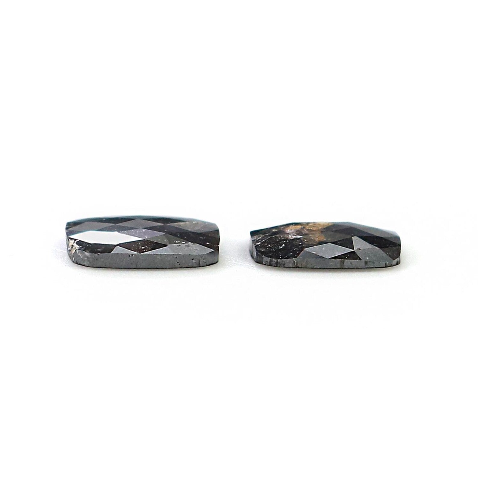 1.30 CT Natural Loose Cushion Cut Pair Diamond Black Color Cushion Shape Diamond 6.95 MM Natural Brown Color Cushion Rose Cut Diamond NQ2545