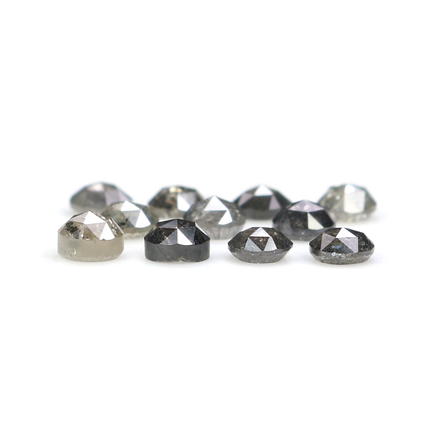 1.48 Ct Natural Loose Round Rose Cut Diamond Salt And Pepper Round Shape Diamond 2.95 MM Natural Black Grey Round Rose Cut Diamond LQ2825