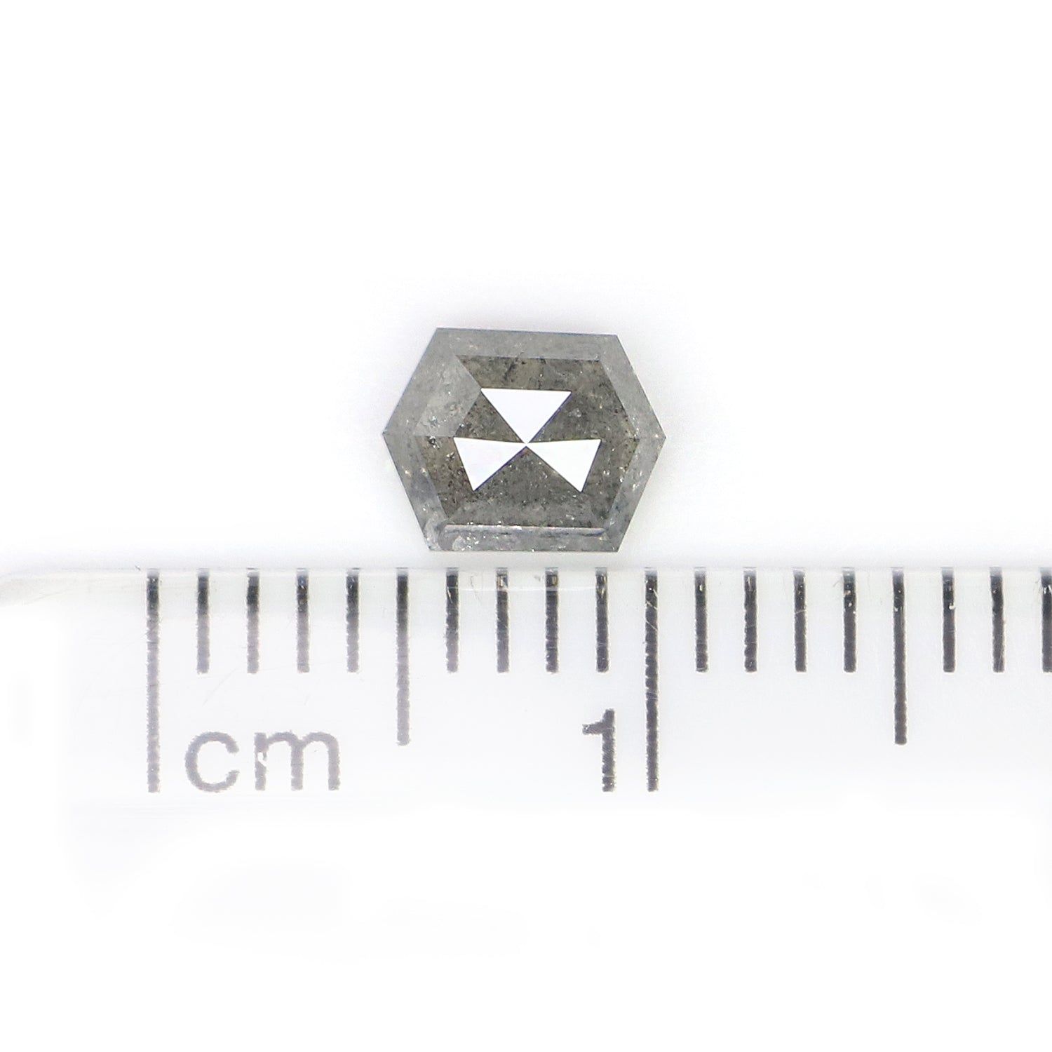 0.64 CT Natural Loose Hexagon Shape Diamond Salt And Pepper Hexagon Cut Diamond 5.75 MM Natural Grey Color Hexagon Rose Cut Diamond LQ809