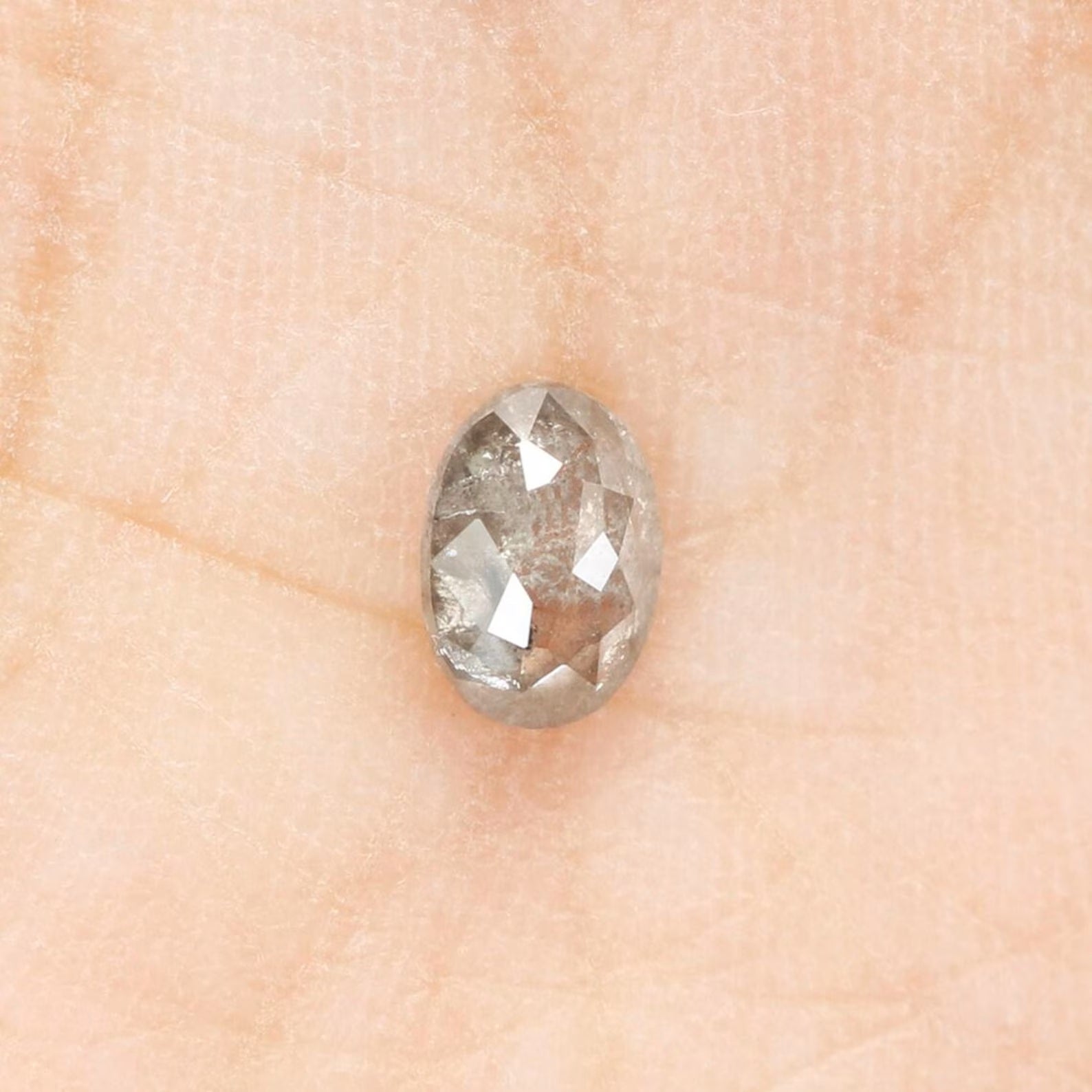 0.43 Ct Natural Loose Oval Cut Diamond Salt And Pepper Oval Cut Diamond 5.45 MM Natural Loose Black Grey Color Oval Rose Cut Diamond NQ999