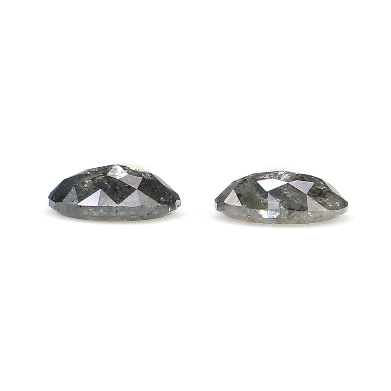 0.59 CT Natural Loose Oval Cut Pair Diamond Black Grey Color Oval Shape Diamond 5.00 MM Natural Salt And Pepper Oval Rose Cut Diamond KQ2566