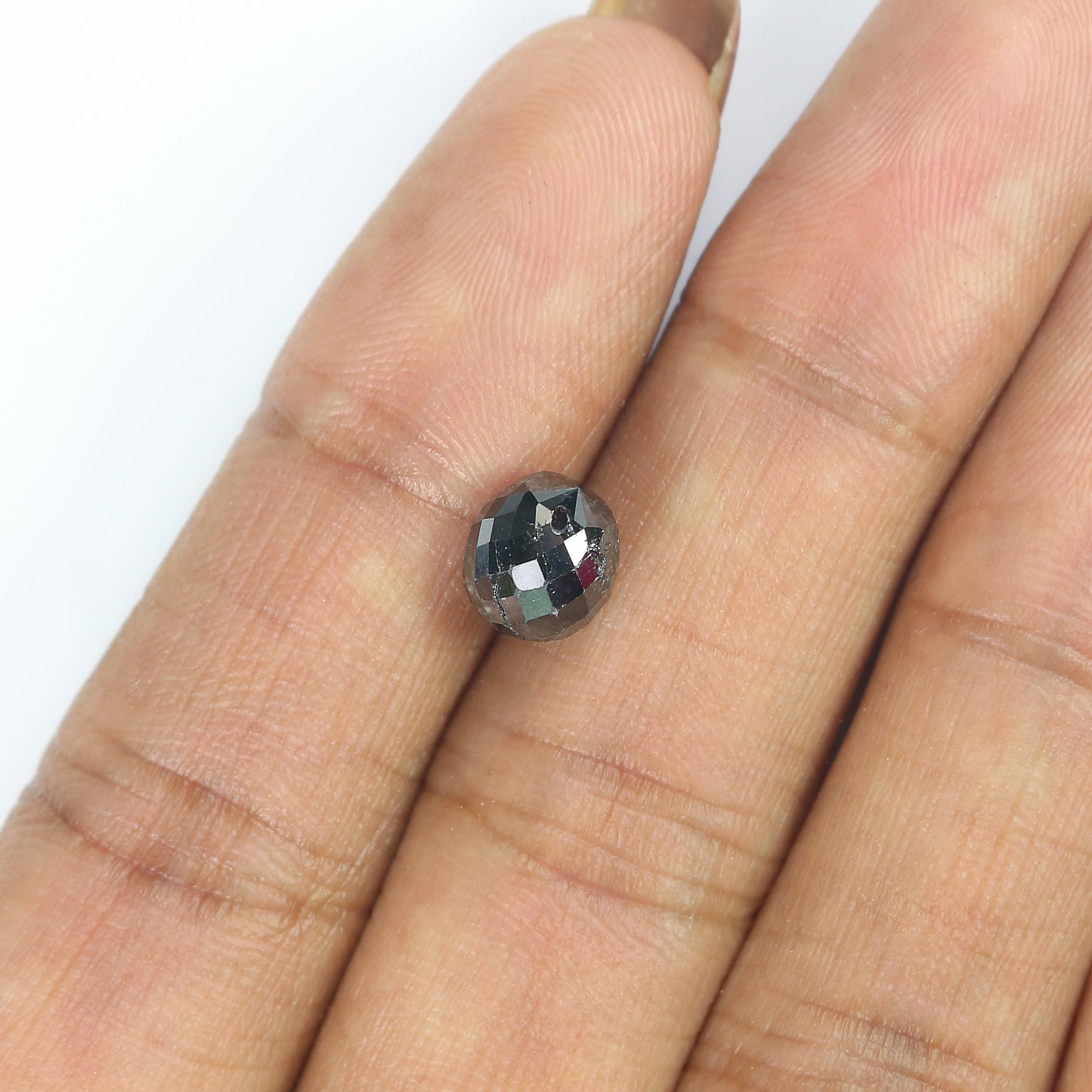 2.99 Ct Natural Loose Briolette Shape Diamond Black Color Drop Diamond 7.50 MM Natural Loose Black Color Briolette Rose Cut Diamond KQ1191