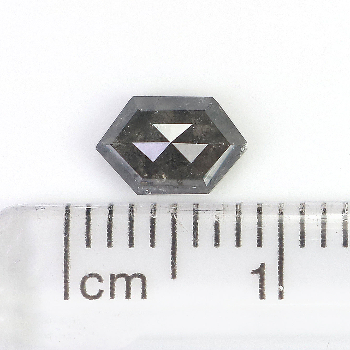 0.70 CT Natural Loose Hexagon Shape Diamond Salt And Pepper Hexagon Cut Diamond 7.05 MM Natural Black Grey Hexagon Rose Cut Diamond QL8153