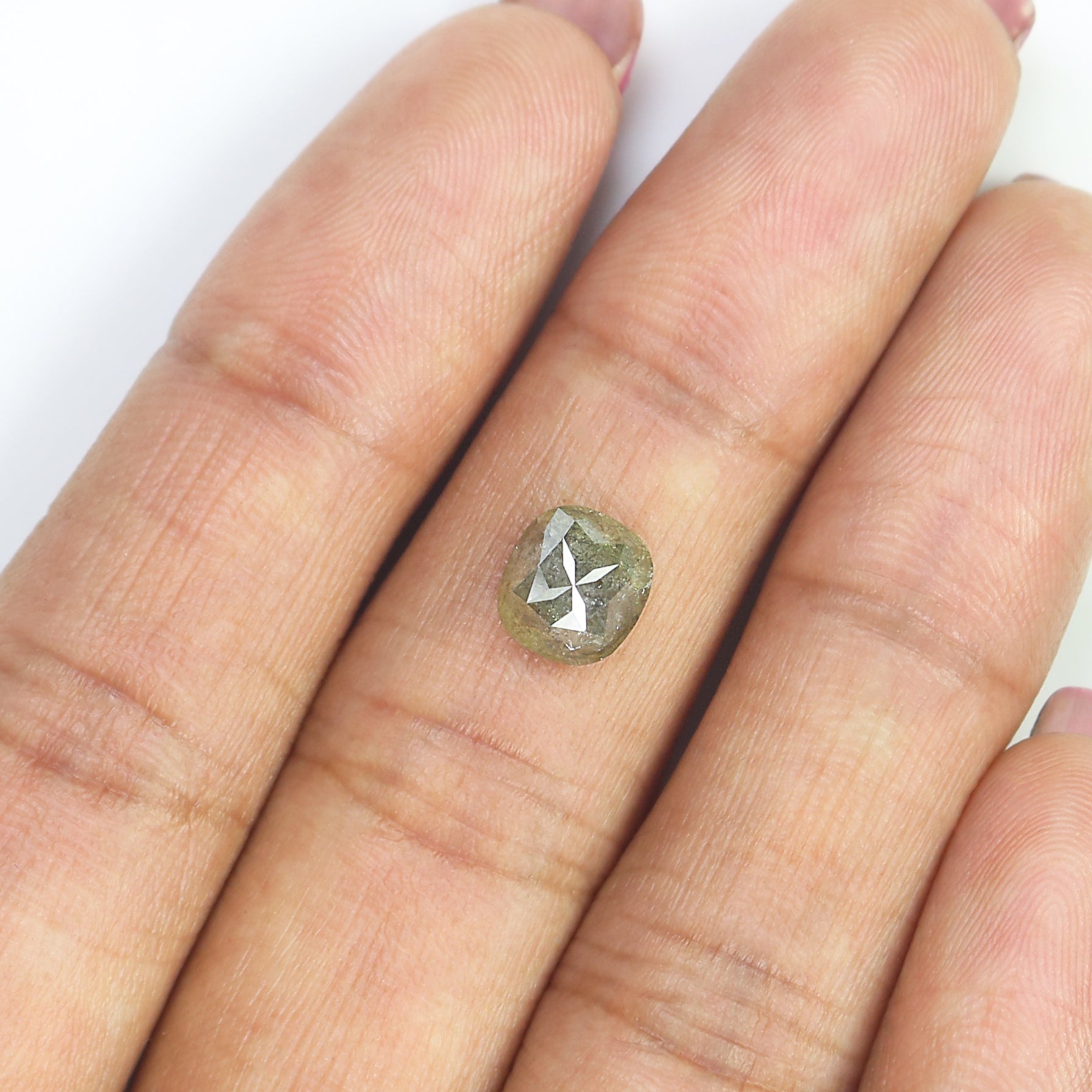 Natural Cushion Grey Diamond 1.65 CT Loose Rose Cut Grey Stone 7.35 MM Rustic Diamond Cushion Diamond For Custom Engagement Ring L3631