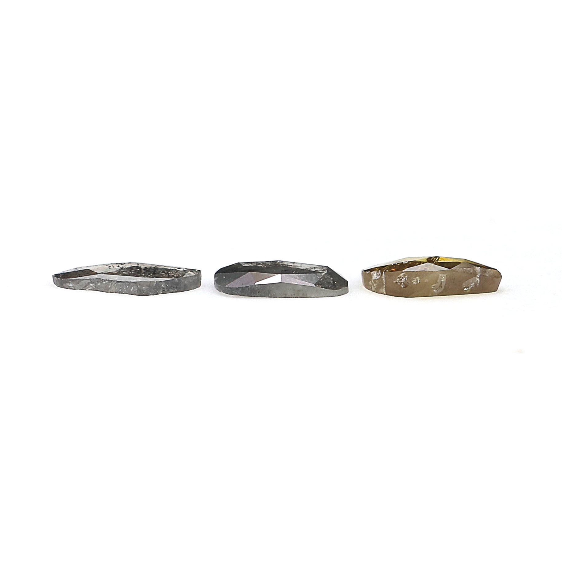 1.41 CT Natural Loose Slice Shape Diamond Salt And Pepper Slice Uncut Diamond 7.55 MM Natural Black Grey Diamond Irregular Cut Diamond L3588