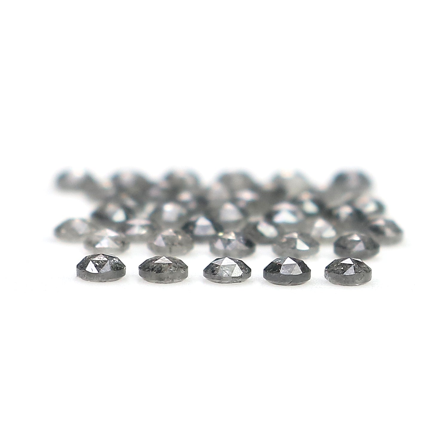 0.94 Ct Natural Loose Round Rose Cut Diamond Salt And Pepper Round Shape Diamond 1.70 MM Natural Black Grey Round Rose Cut Diamond LQ1373