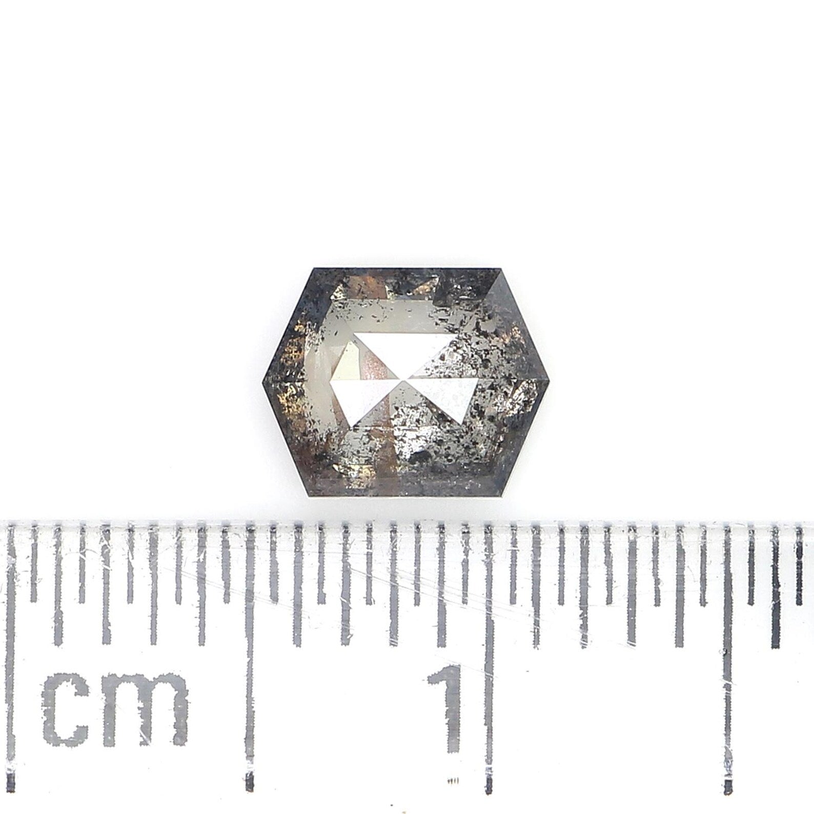 0.64 CT Natural Loose Hexagon Shape Diamond Salt And Pepper Hexagon Cut Diamond 6.00 MM Natural Loose Hexagon Shape Rose Cut Diamond QN1439