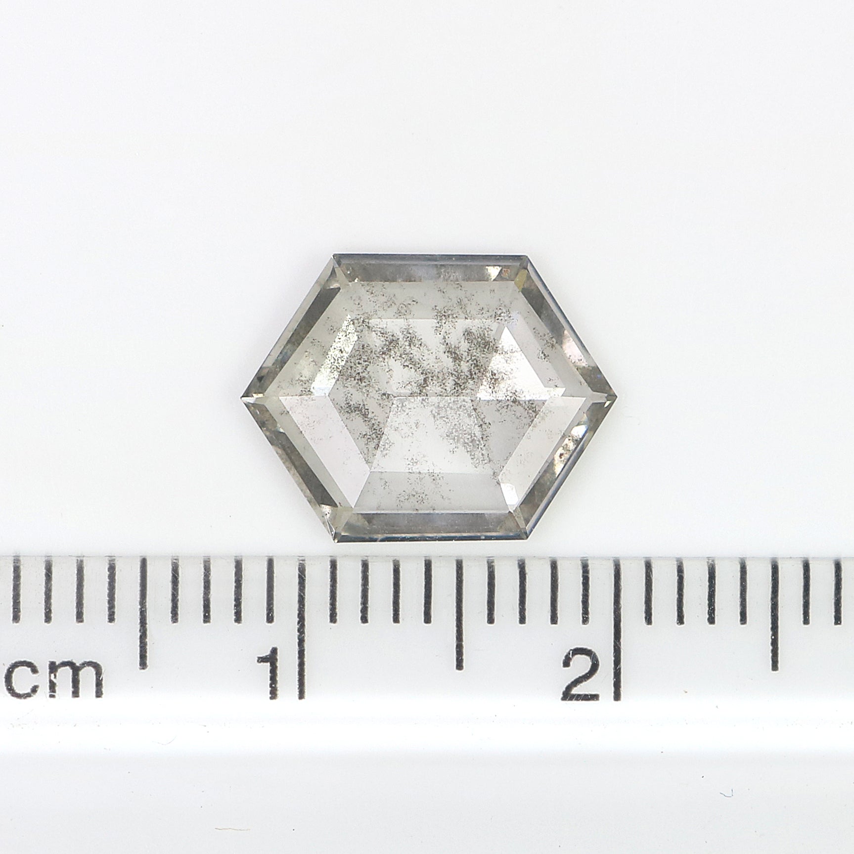 2.09 CT Hexagon Rose Cut Salt And Pepper Lab Grown 10.90 MM Loose Diamond CVD Fancy Black Grey Color Lab Created Antique Cut Diamonds L3568