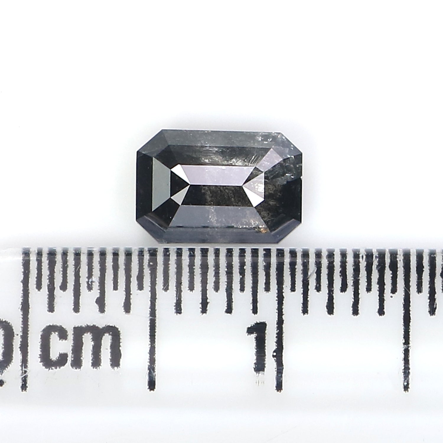 0.84 CT Natural Loose Emerald Shape Diamond Salt And Pepper Emerald Shape Diamond 6.55 MM Black Grey Color Emerald Rose Cut Diamond LQ2970