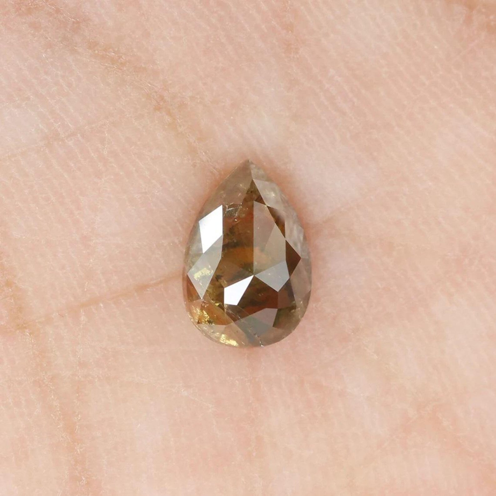 0.76 CT Natural Loose Pear Shape Diamond Yellow Color Pear Diamond 7.05 MM Natural Loose Diamond Brown Color Pear Rose Cut Diamond NQ998
