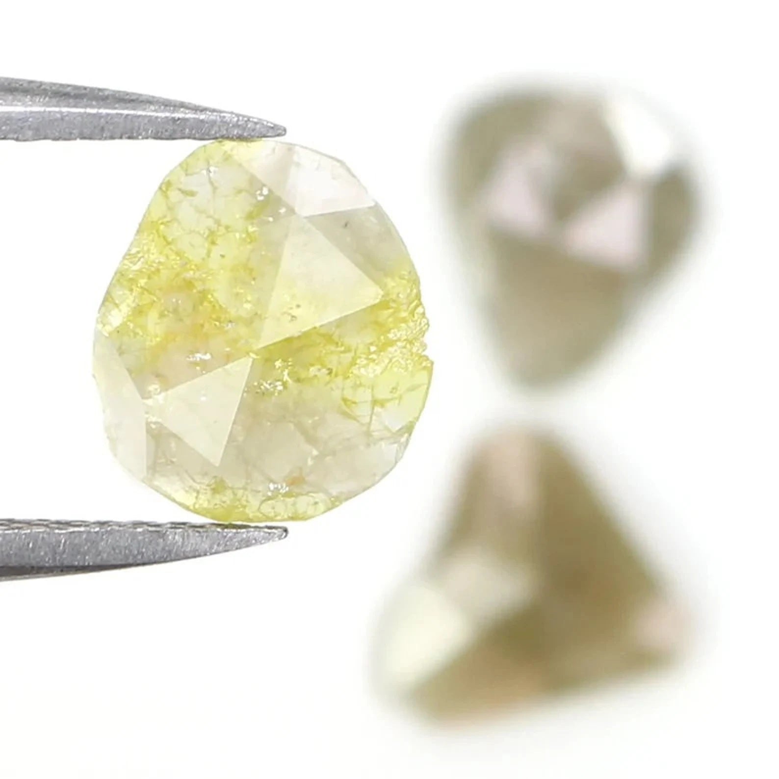 1.58 CT Natural Loose Slice Shape Diamond Yellow Color Irregular Cut Diamond 7.85 MM Natural Loose Gray Color Slice Rose Cut Diamond NQ2208
