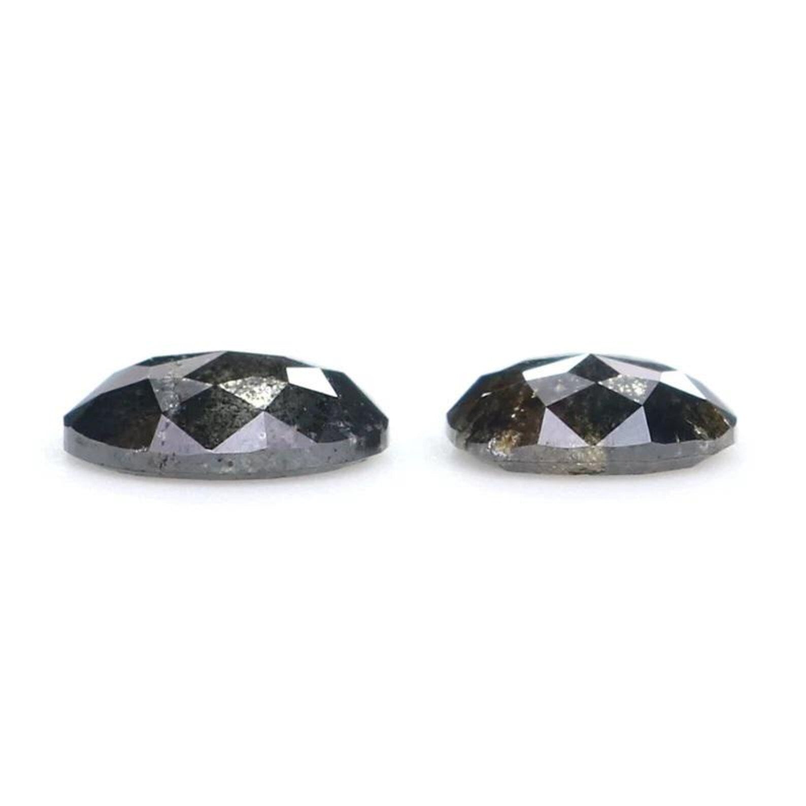 0.53 CT Natural Loose Oval Cut Pair Diamond Salt And Pepper Oval Shape Diamond 4.65 MM Natural Black Grey Color Oval Rose Cut Diamond NQ2107