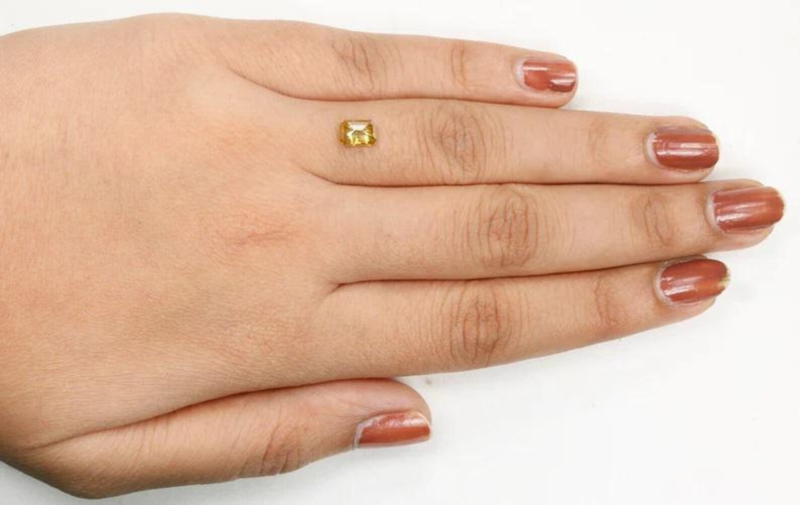 0.88 CT Natural Loose Emerald Shape Diamond Yellow Color Emerald Diamond 6.35 MM Natural Loose Yellow Color Emerald Rose Cut Diamond NQ1075