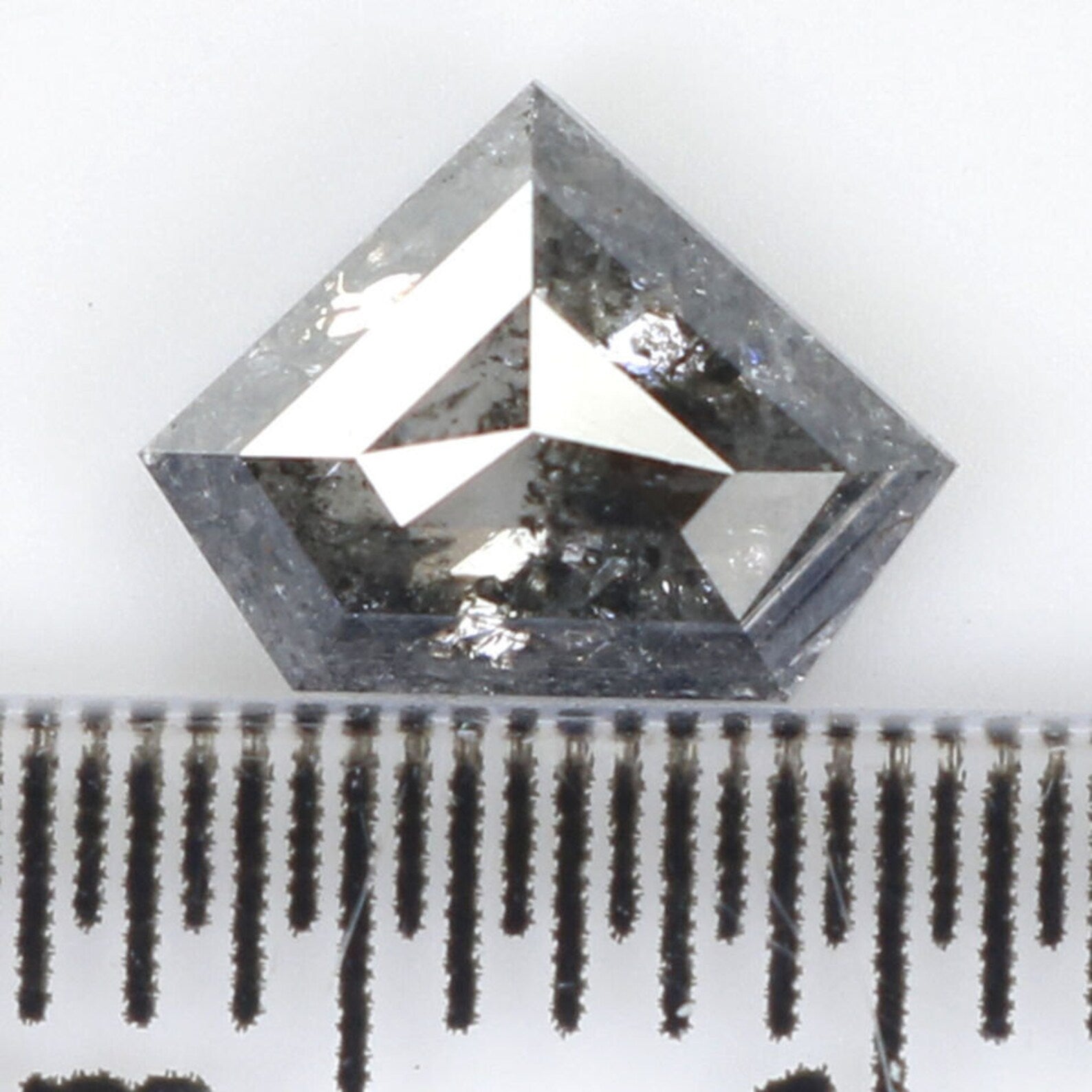 0.89 Ct Natural Loose Shield Shape Diamond Salt And Pepper Shield Diamond 5.80 MM Natural Black Grey Color Shield Rose Cut Diamond QN1226
