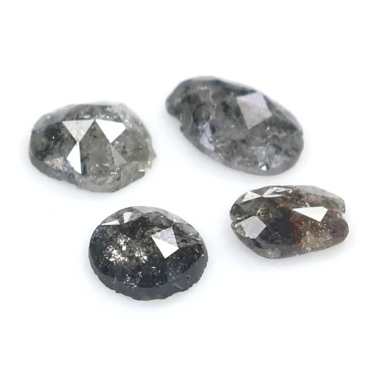 1.15 CT Natural Loose Slice Shape Diamond Salt And Pepper Slice Cut Diamond 4.70 MM Natural Black Gray Color Slice Rose Cut Diamond NQ2143