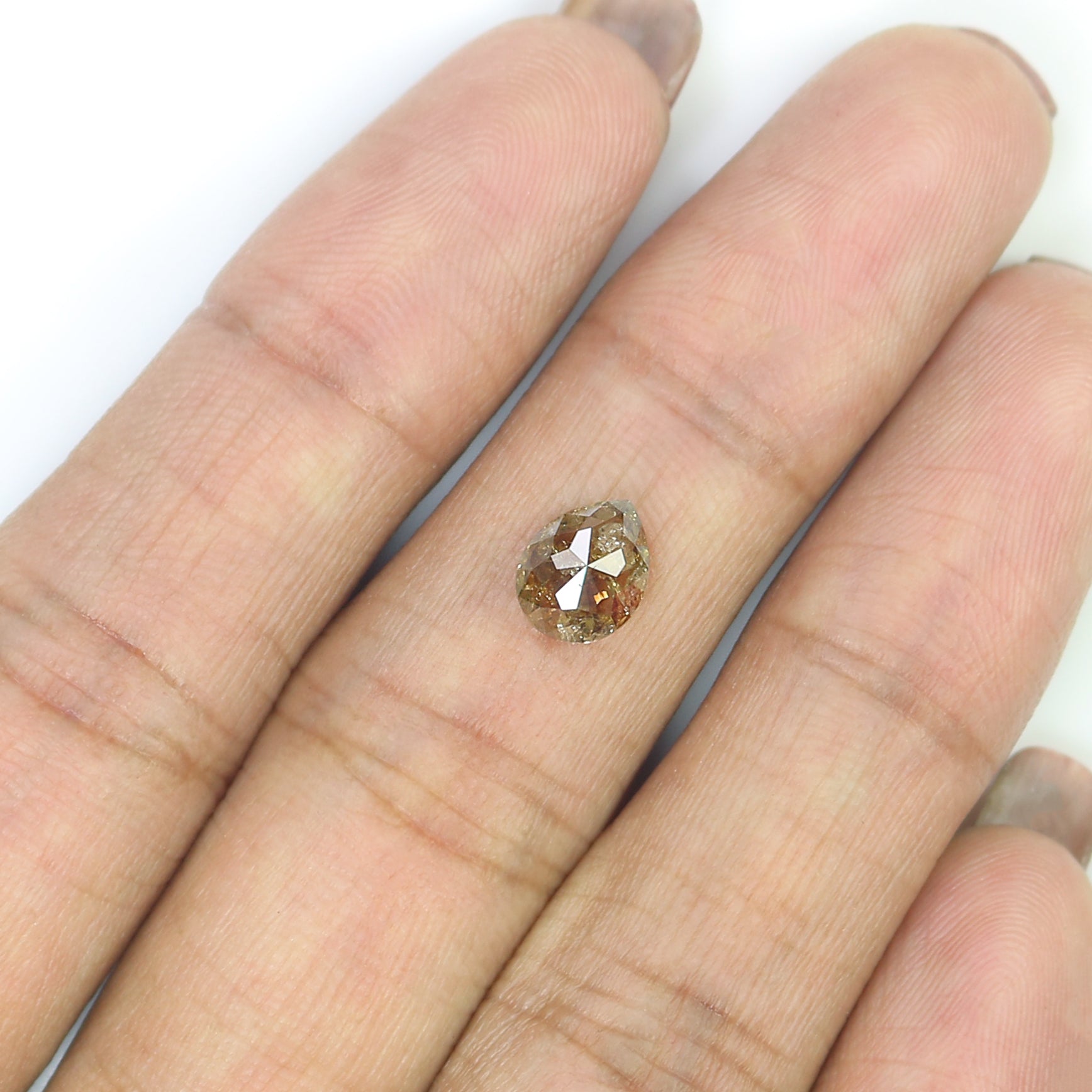 Natural Pear Brown Diamond 1.22 CT Loose Rose Cut Brown Stone 7.60 MM Rustic Diamond Pear Diamond For Custom Engagement Ring L3661
