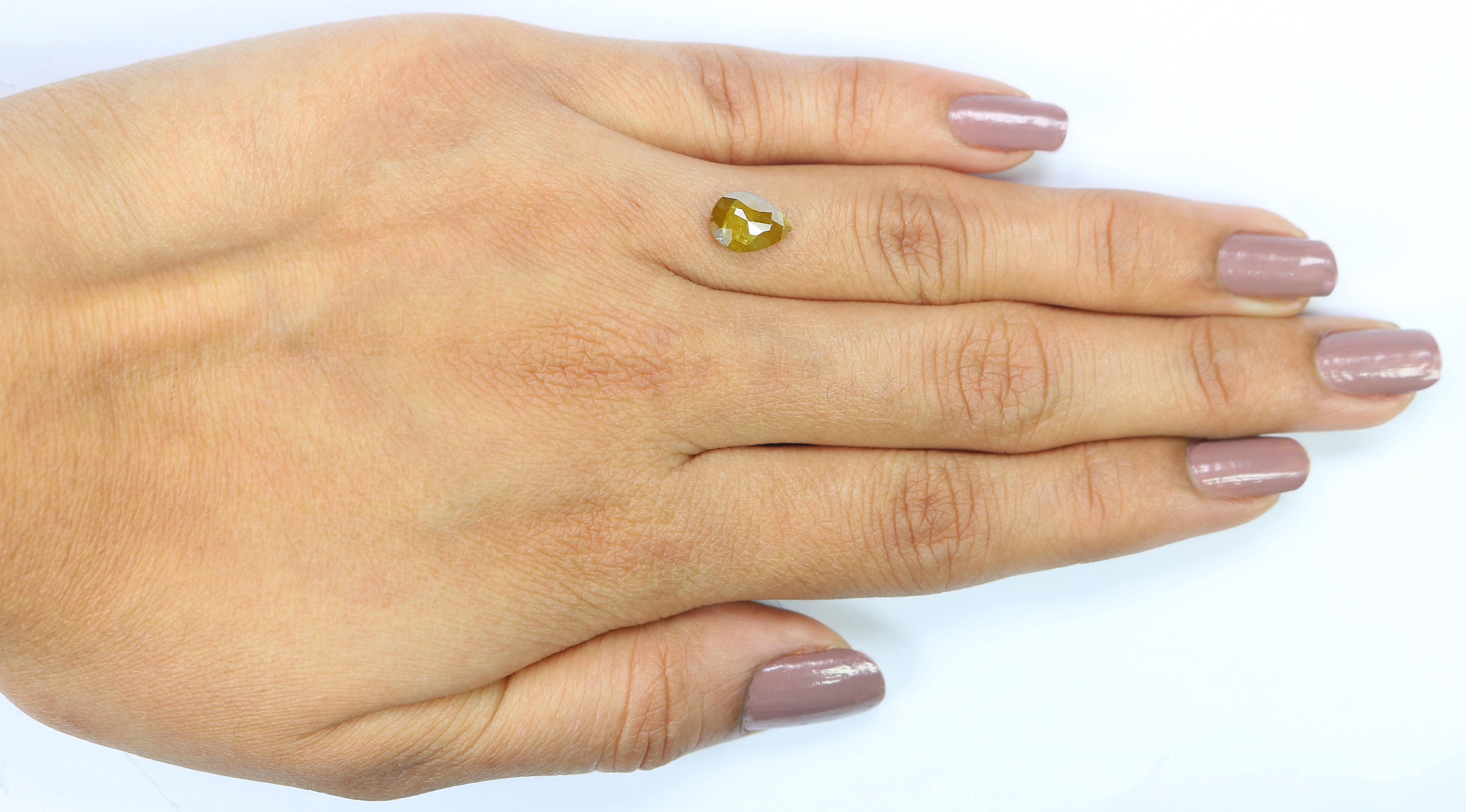1.46 CT Natural Loose Pear Shape Diamond Yellow Color Pear Cut Diamond 8.55 MM Natural Yellow Color Diamond Pear Rose Cut Diamond LQ9956