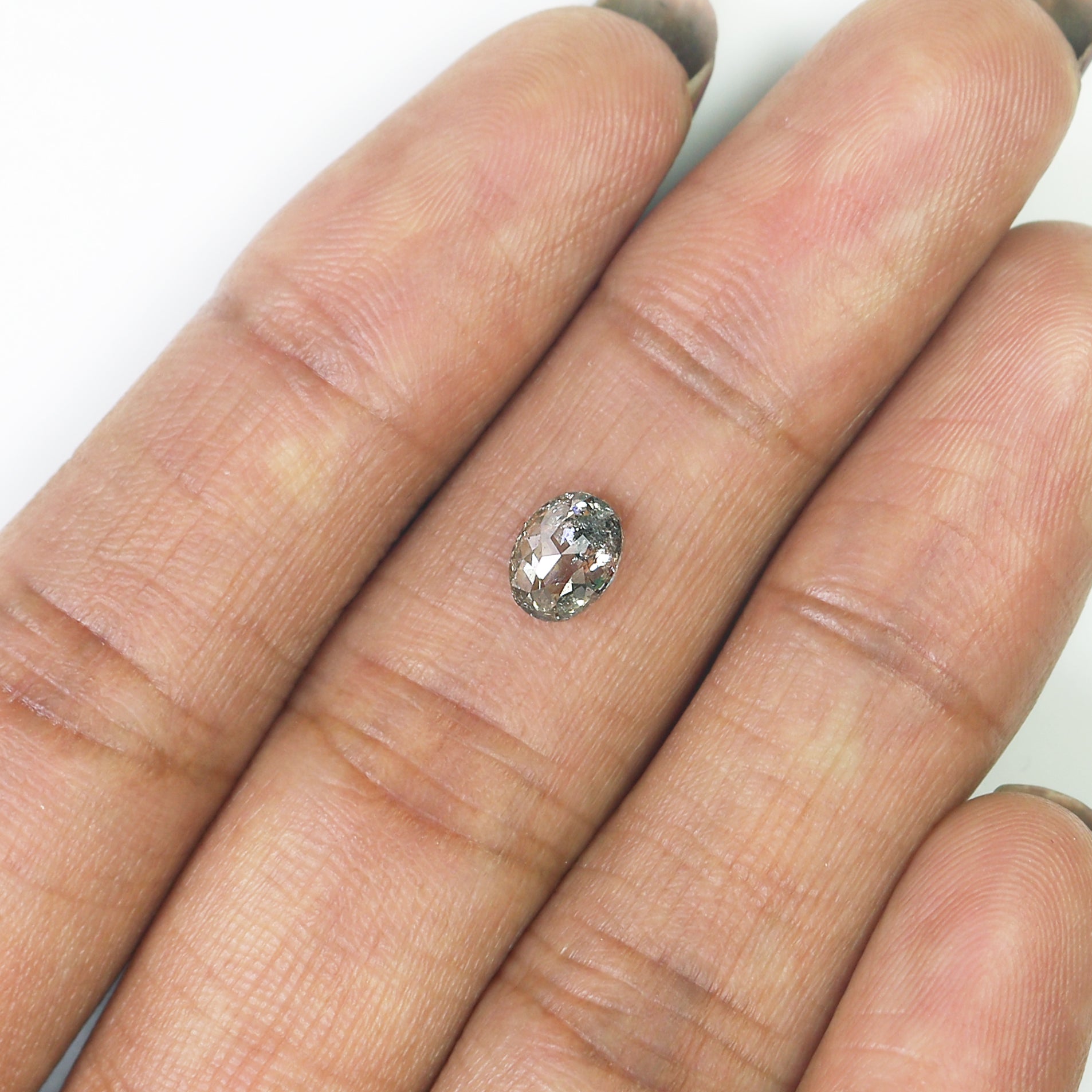 0.71 CT Natural Loose Oval Shape Diamond Salt And Pepper Oval Diamond 6.30 MM Natural Loose Black Grey Diamond Oval Rose Cut Diamond QL339