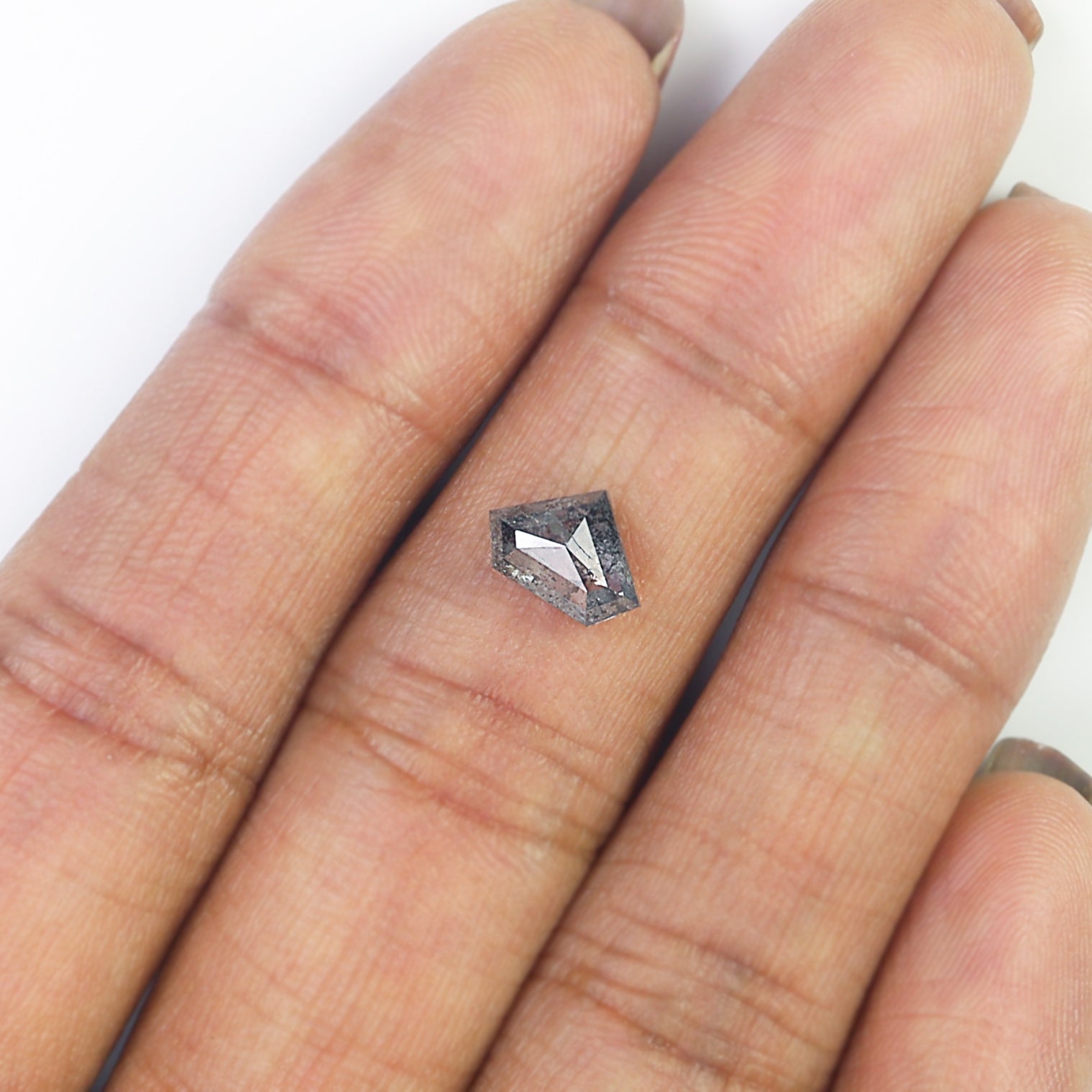 1.17 Ct Natural Loose Shield Shape Diamond Salt And Pepper Shield Cut Diamond 6.05 MM Black Gray Color Shield Shape Rose Cut Diamond QL285