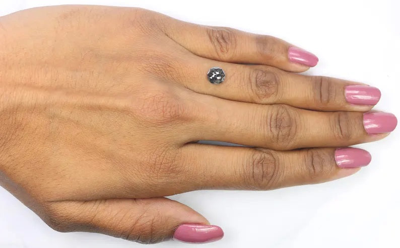 0.97 CT Natural Loose Round Cut Diamond Salt And Pepper Round Diamond 6.70 MM Natural Diamond Black Grey Color Round Rose Cut Diamond QN1131