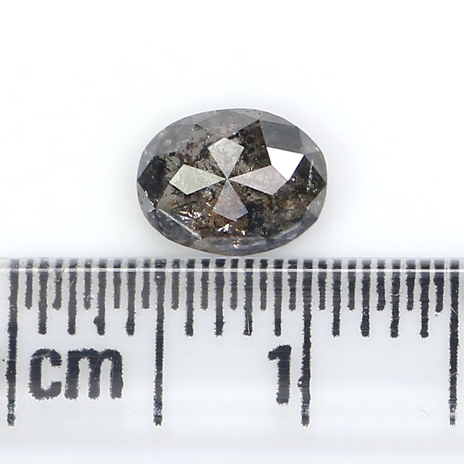 0.78 CT Natural Loose Oval Shape Diamond Salt And Pepper Oval Diamond 6.50 MM Natural Loose Black Grey Diamond Oval Rose Cut Diamond LQ2958