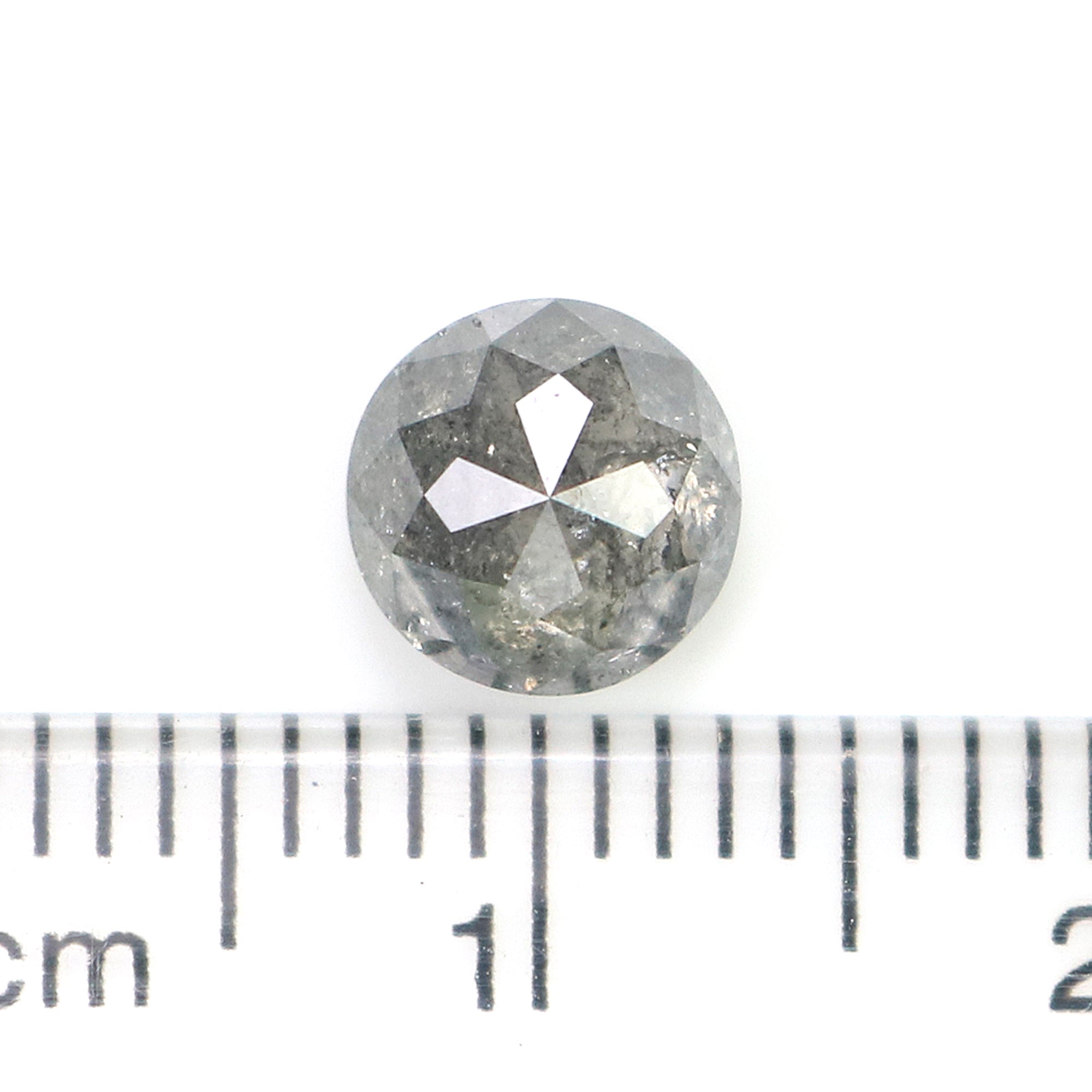 Natural Round Salt and Pepper Diamond 1.26 CT Loose Rose Cut Black Grey Stone 6.40 MM Rustic Diamond For Custom Engagement Ring L3679